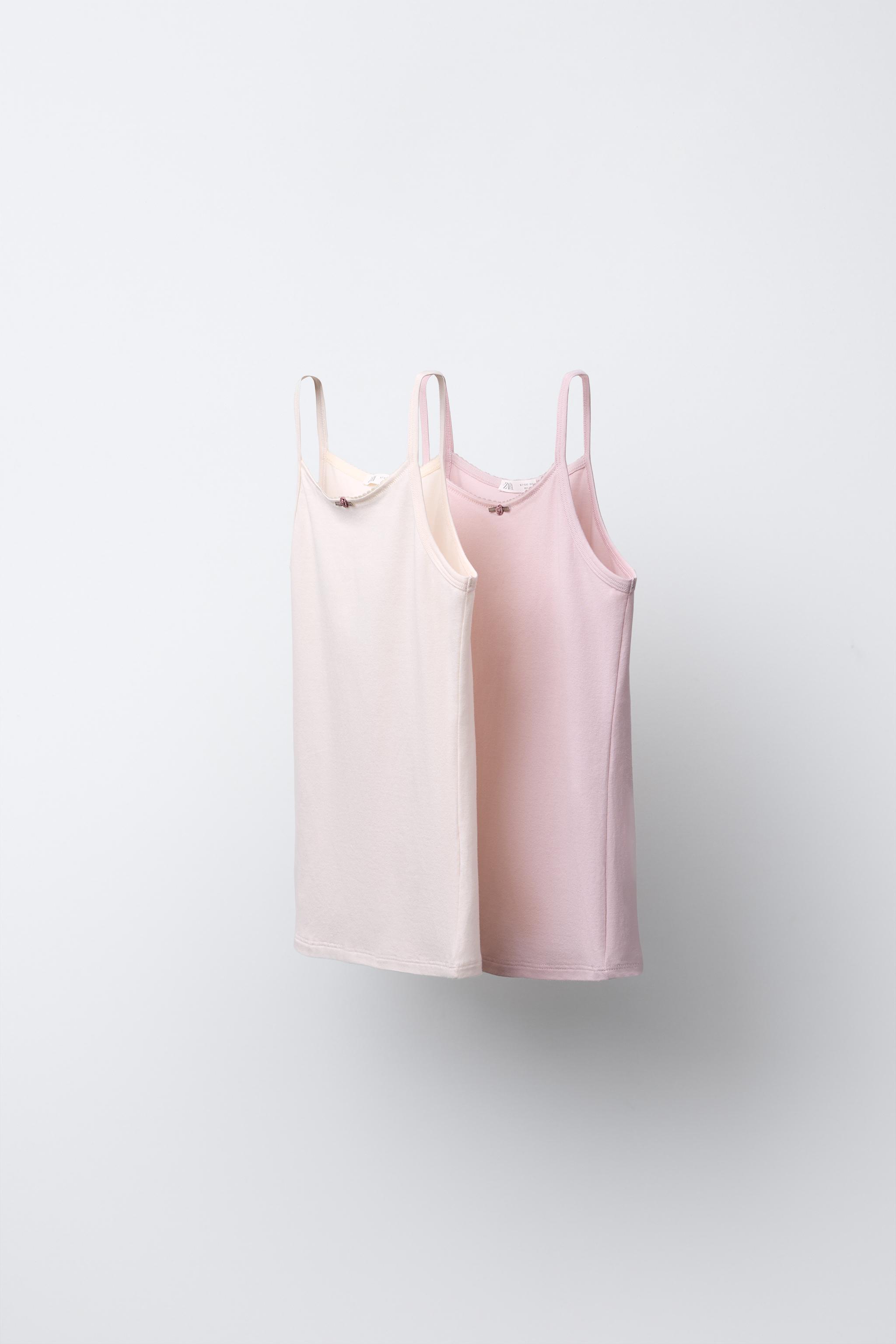 AGES 6-14/ TWO-PACK OF TANK TOPS WITH FLOWER DETAIL