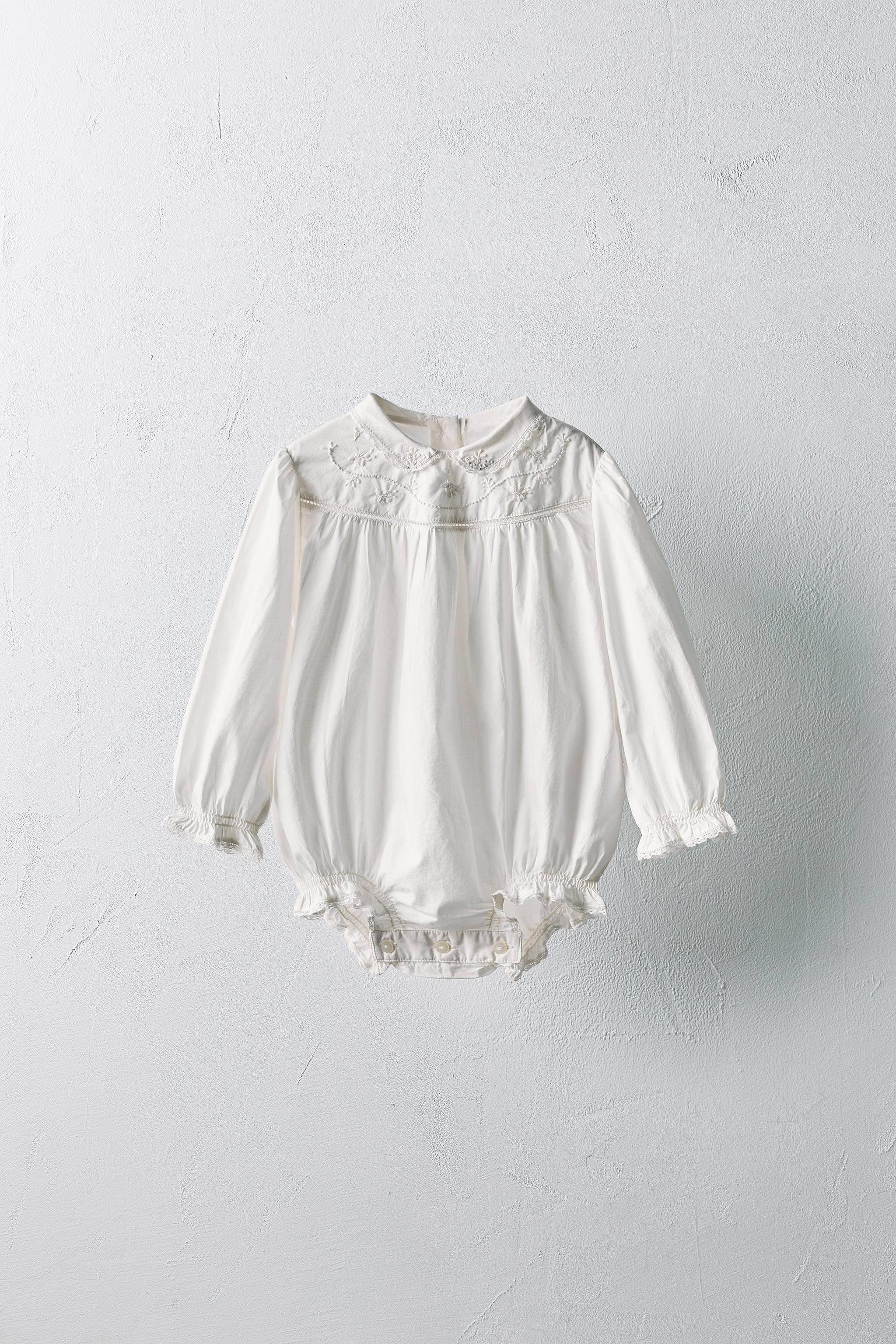 1-18 MONTHS/ LIMITED EDITION EMBROIDERED FLORAL POPLIN ROMPER