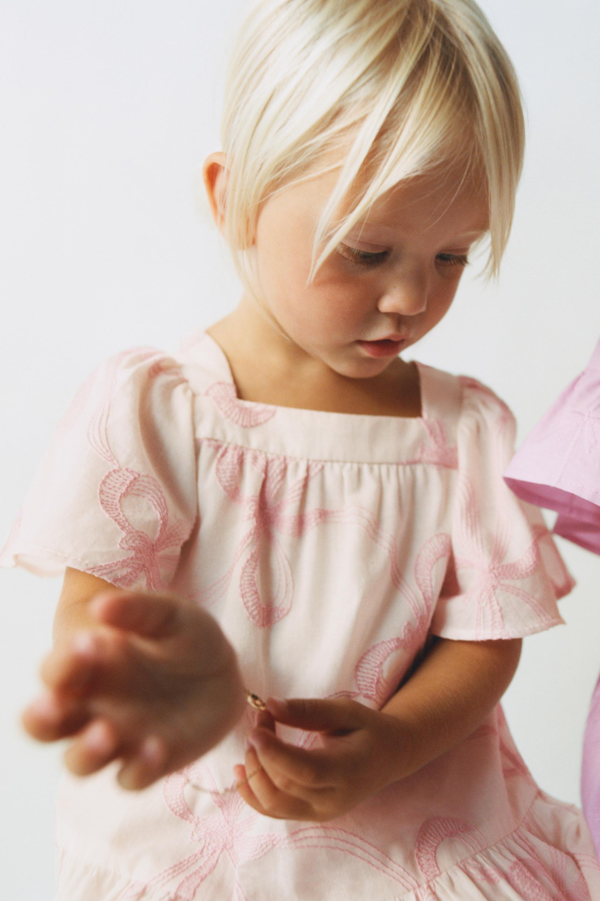 EMBROIDERED BOW DRESS