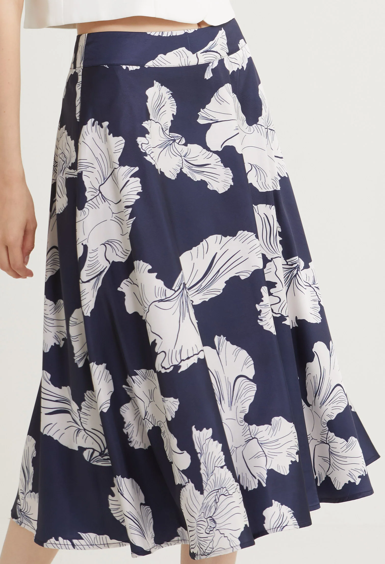 Satin Petal Midi Skirt