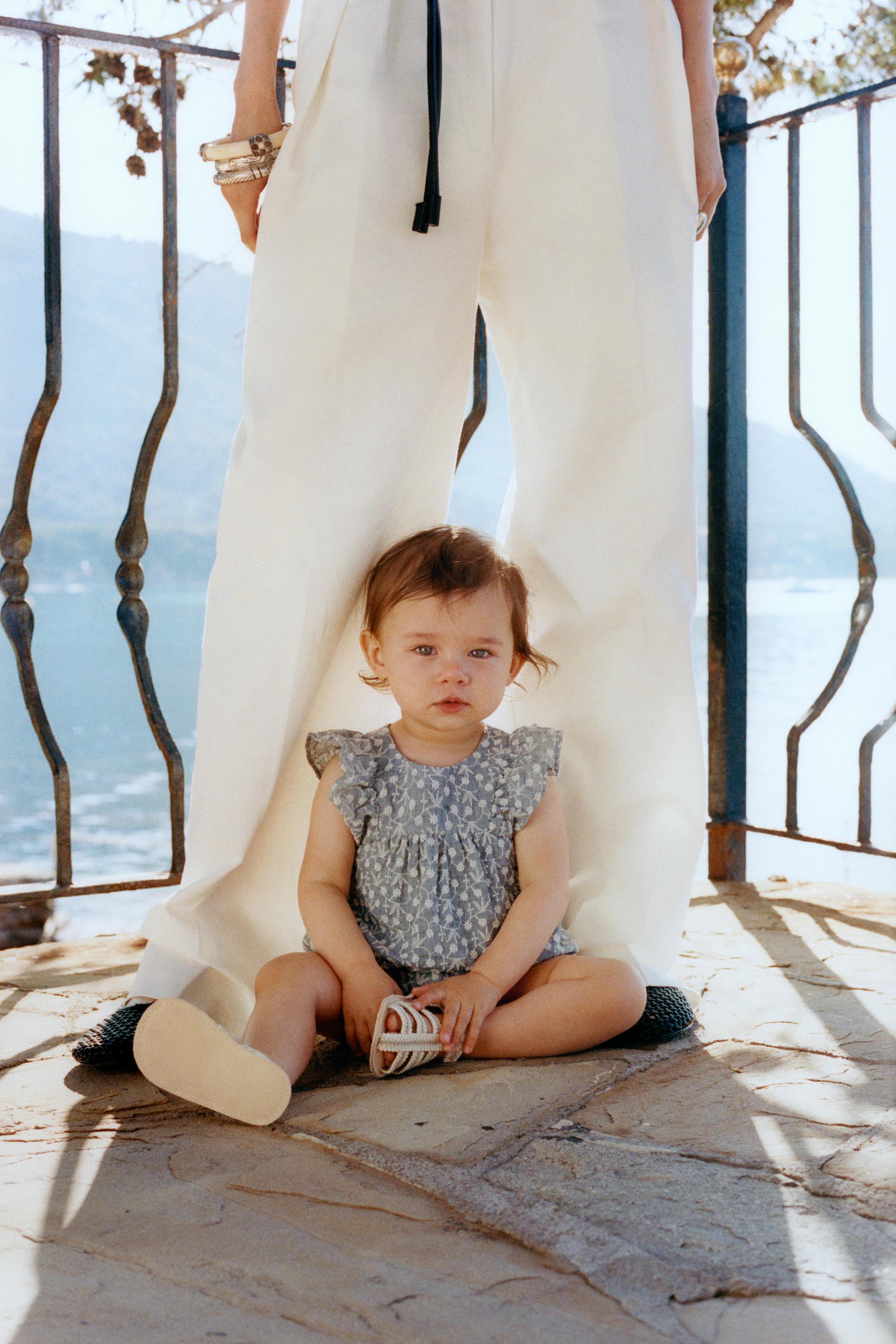 RUFFLED FLORAL EMBROIDERED ROMPER