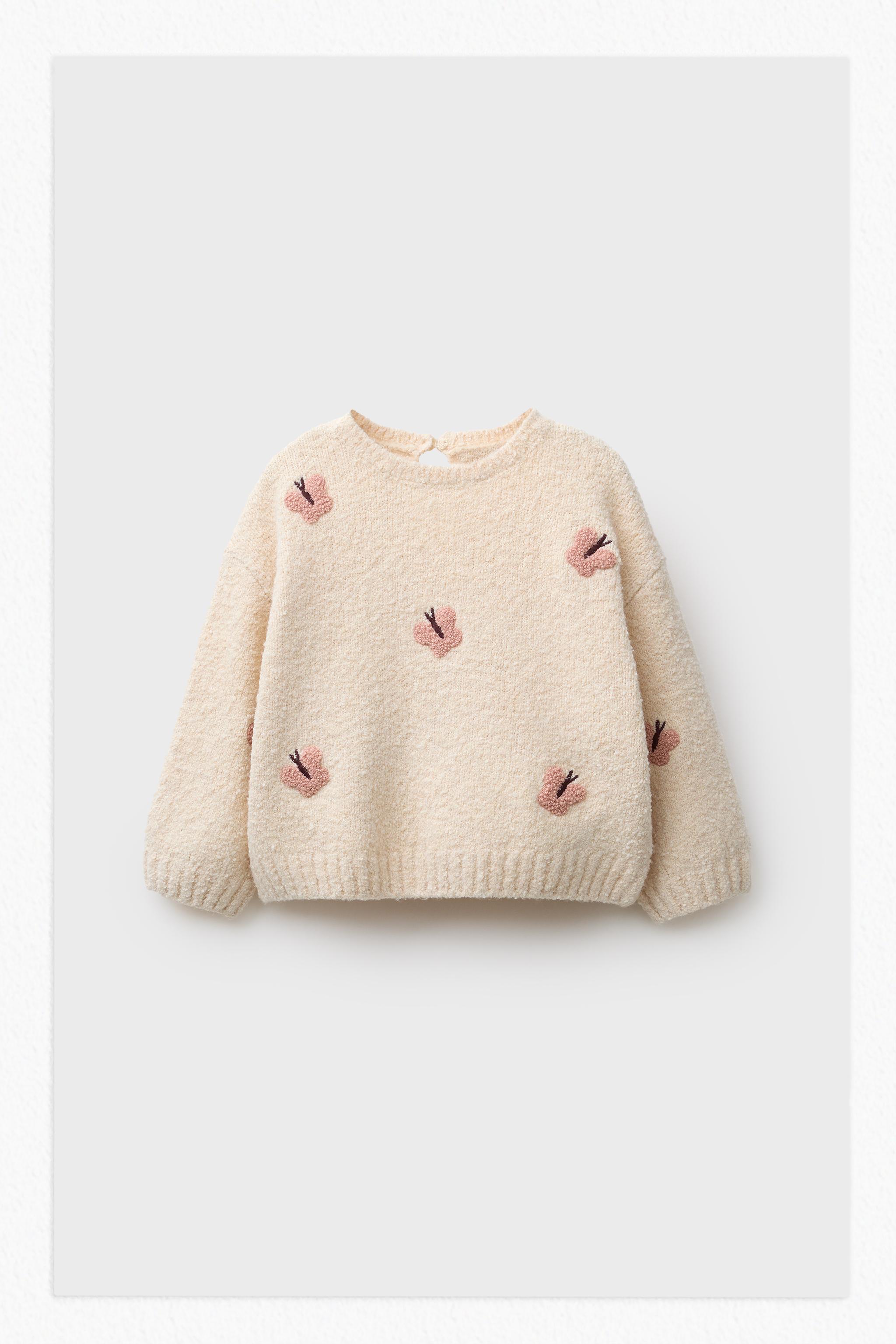 BUTTERFLY EMBROIDERED KNIT SWEATER