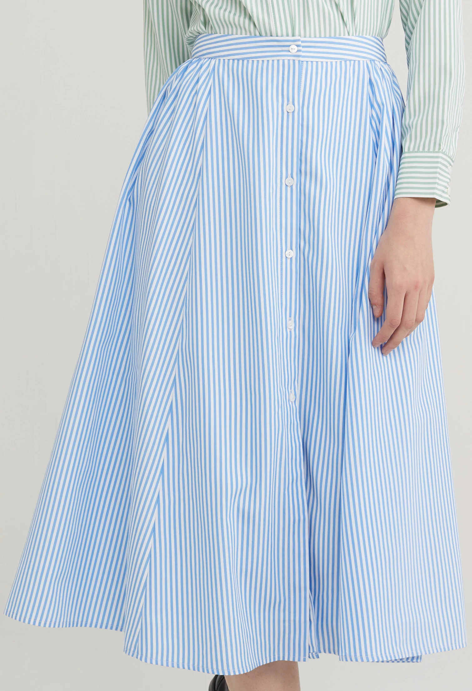 Picnic Striped Midi Skirt
