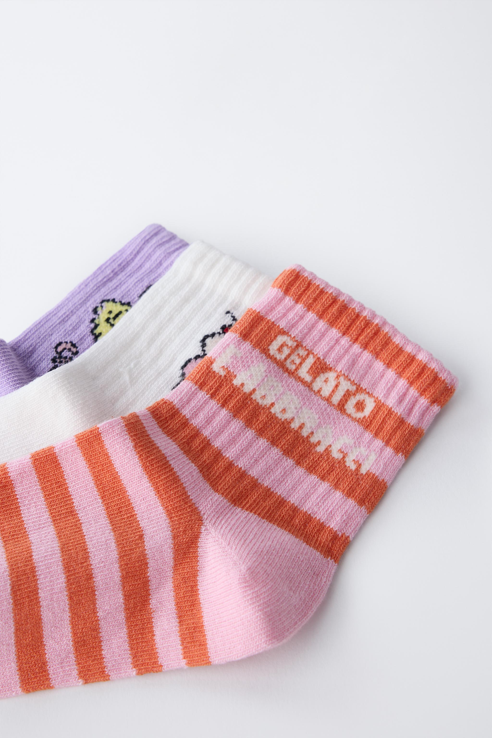 1-6 YEARS/ THREE-PACK OF ICE CREAM AND STRIPE PRINT SOCKS