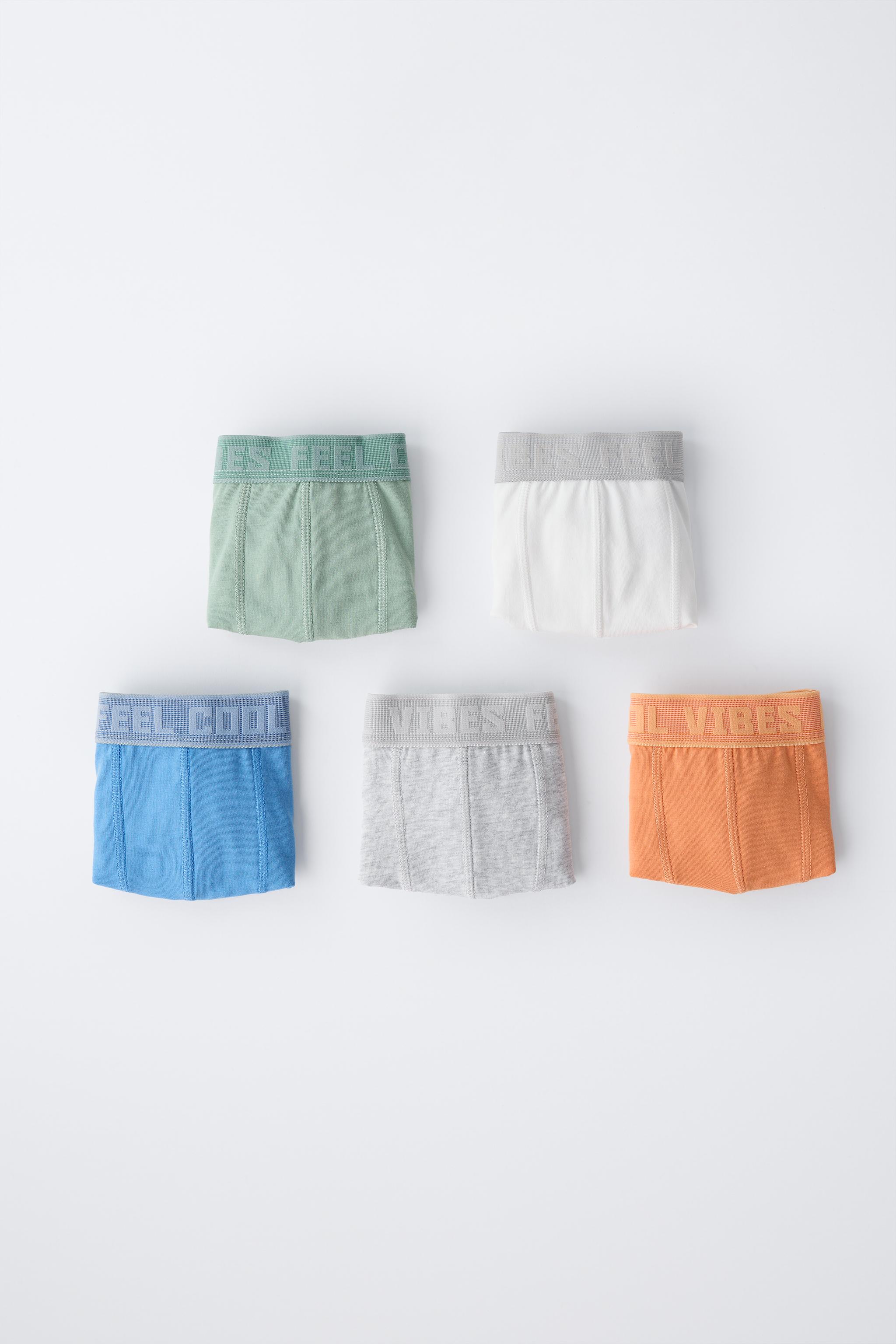 AGES 6-14 / FIVE-PACK OF TEXT BOXERS