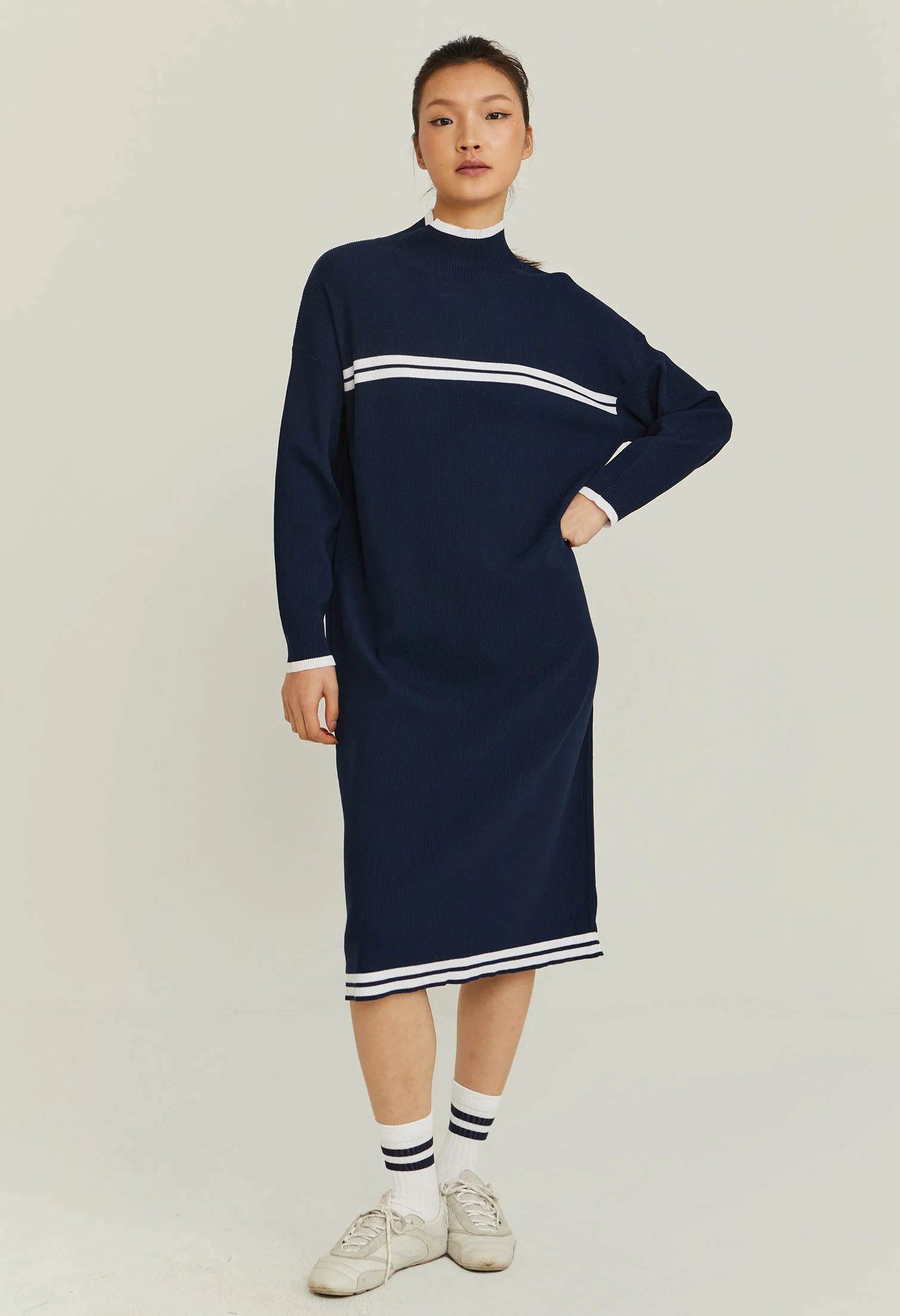 Highneck Long Sleeve Cardi Dress