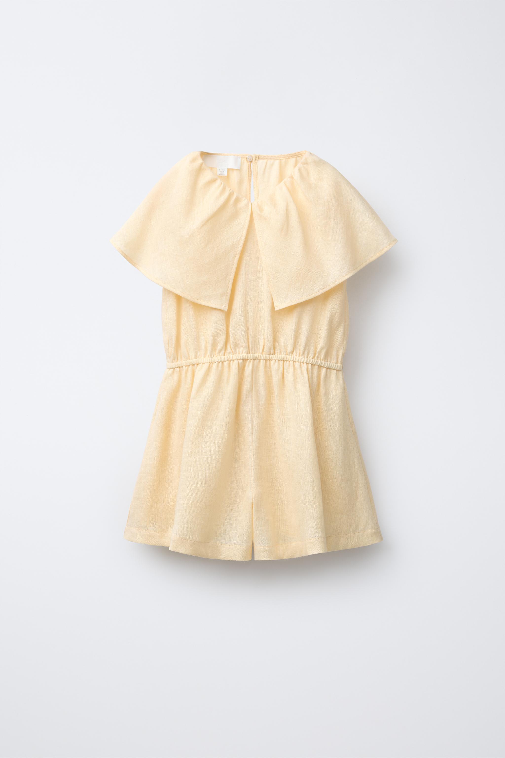 RUFFLED SHORT JUMPSUIT 100% LINEN