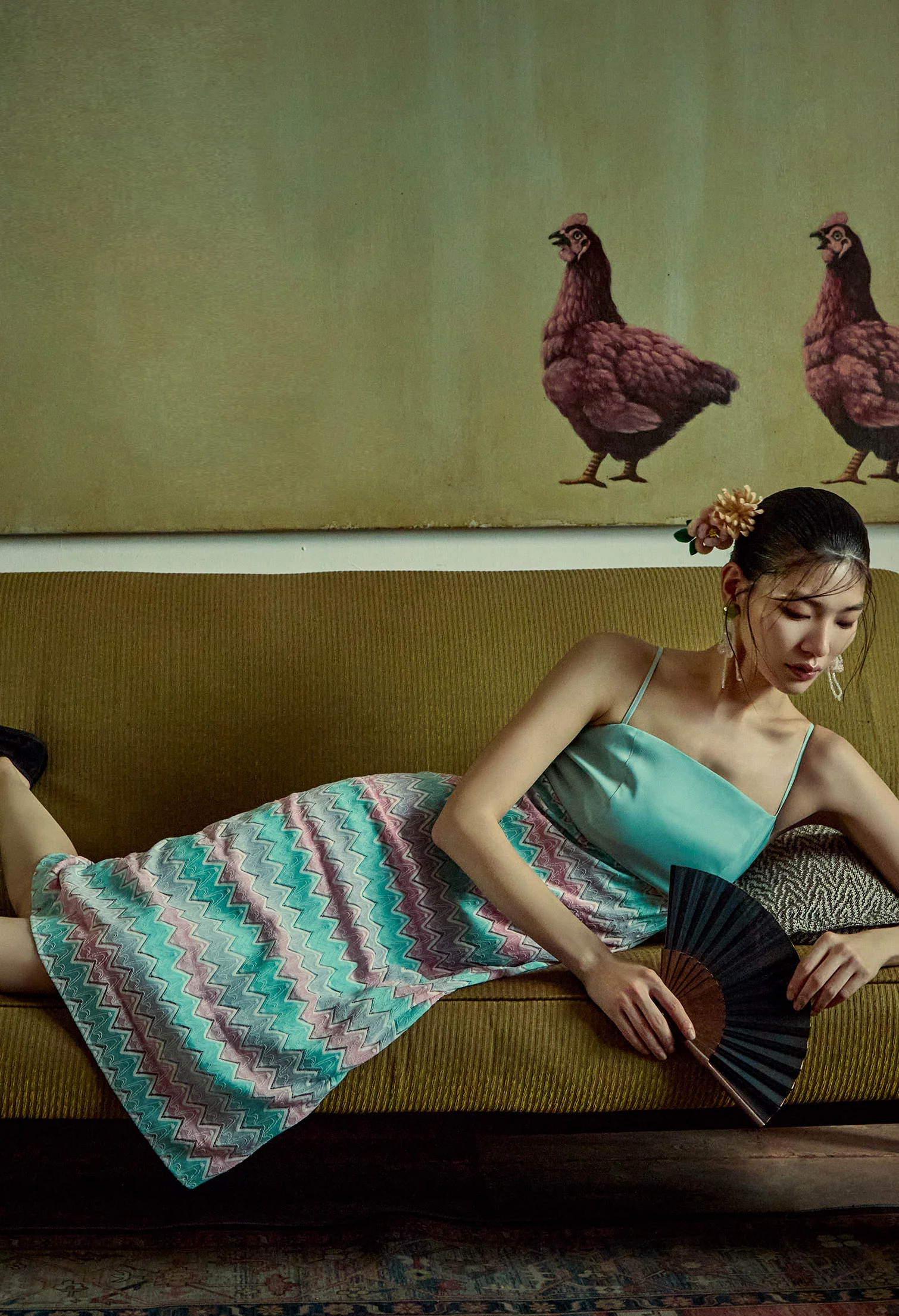 Zig Zag Patterned Sleeveless Midi Dress