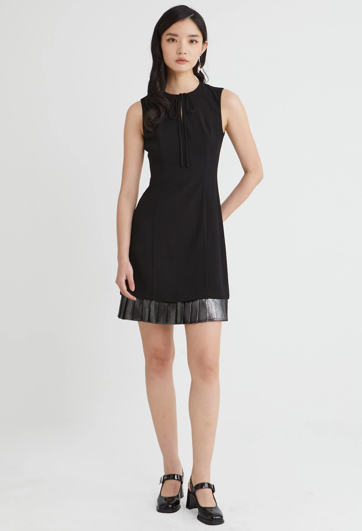 Layered Pleated Midi Dress