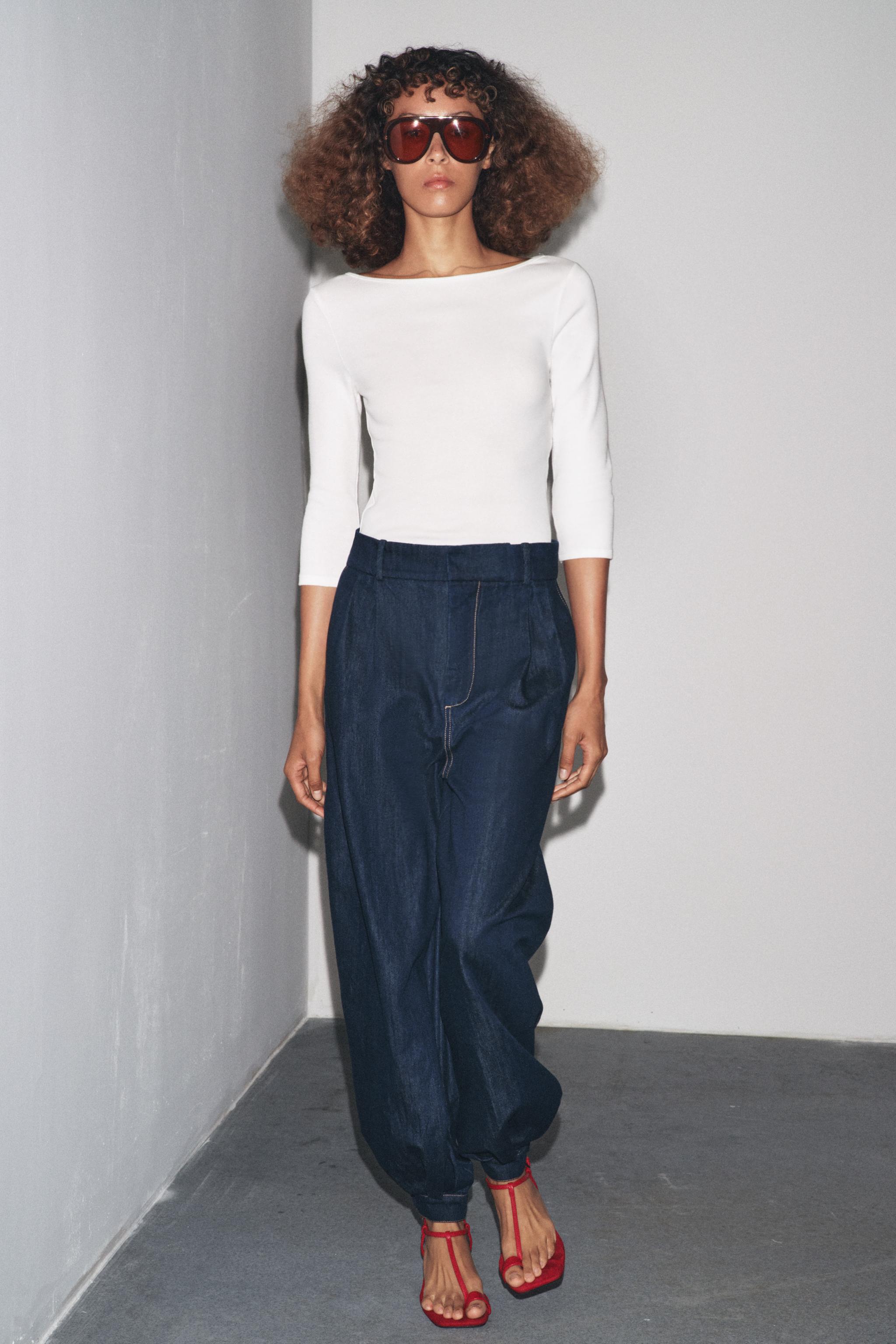 COTTON BOAT NECK T-SHIRT