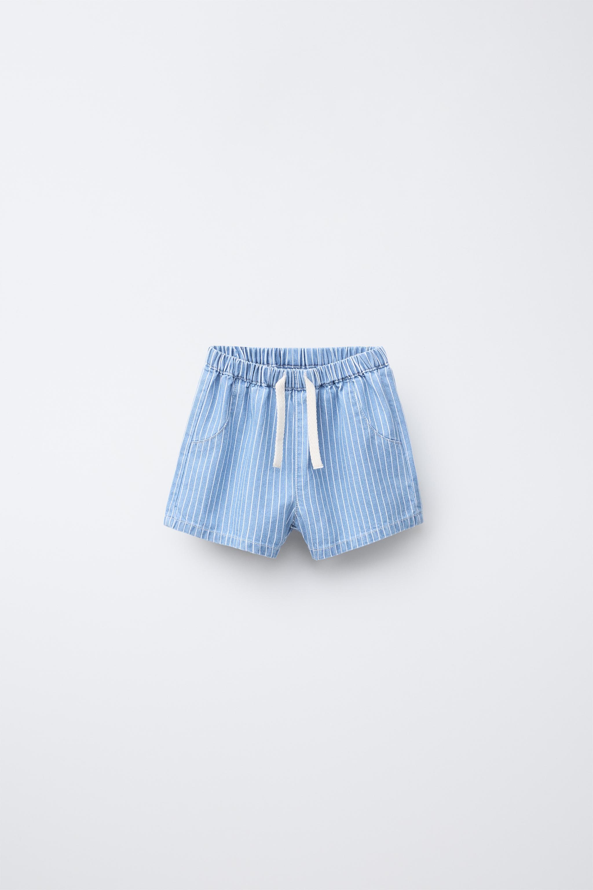 STRIPED DENIM BERMUDA SHORTS