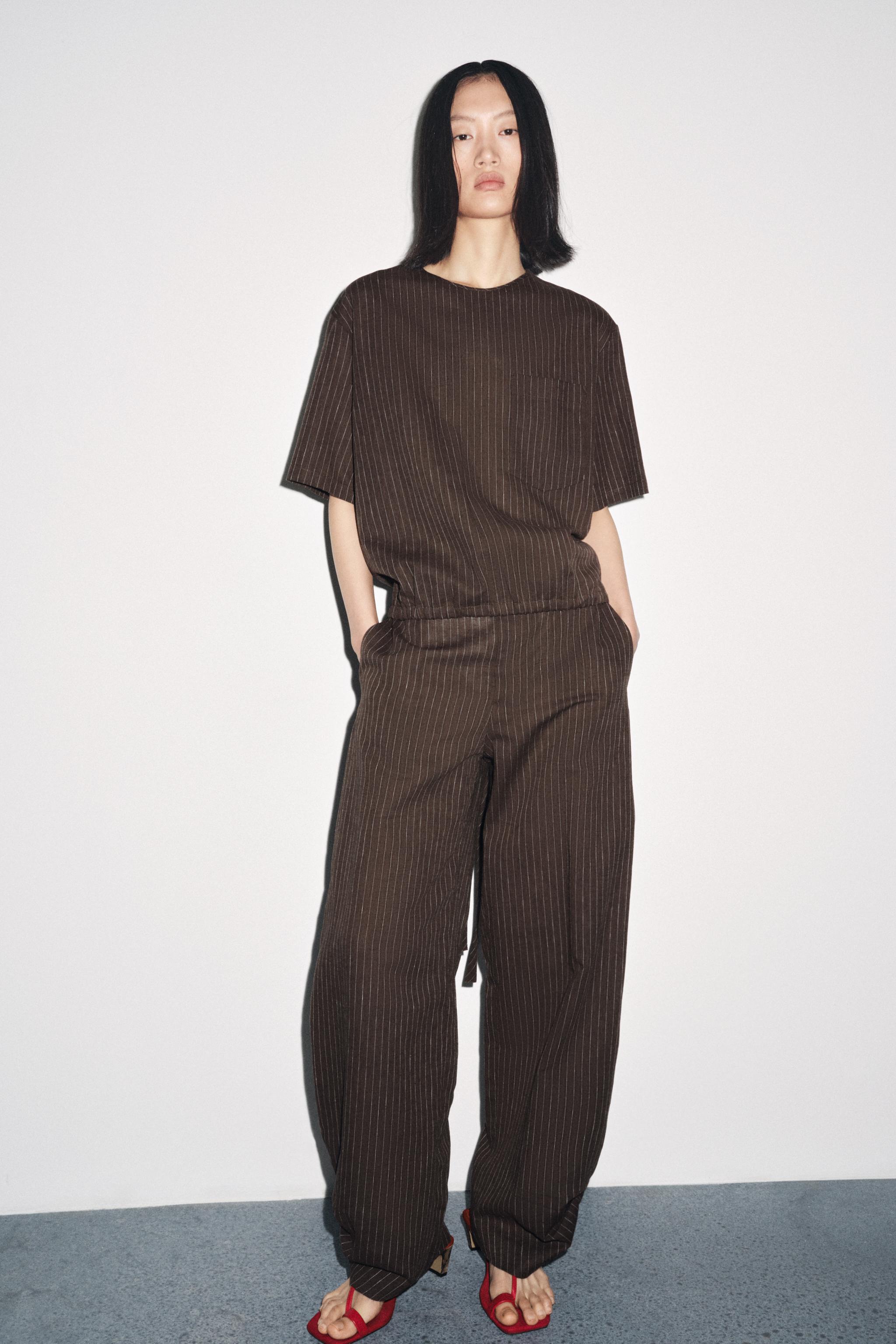 ZW COLLECTION STRIPED LINEN BLEND TOP