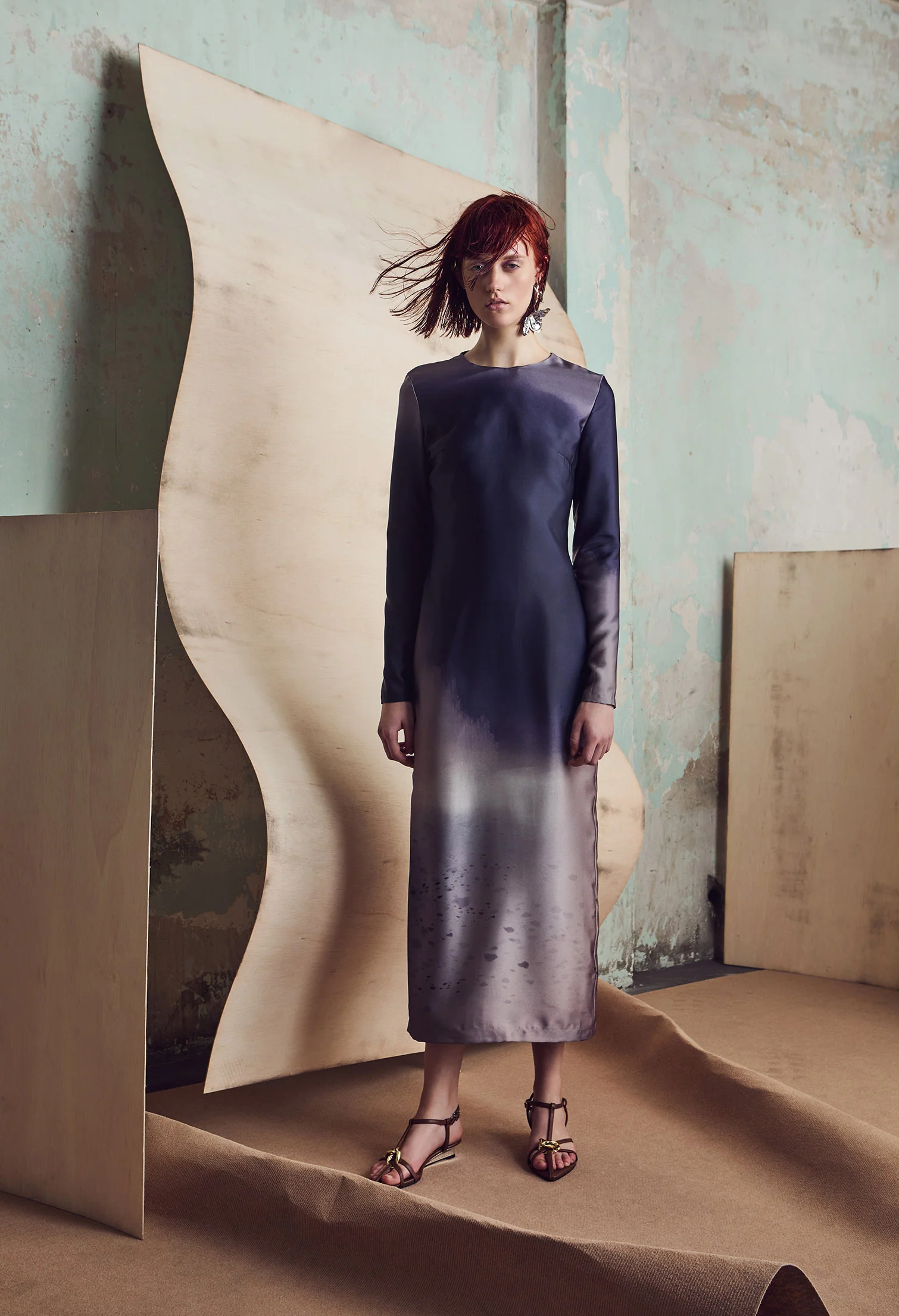 nichii X NURITA HARITH Gradient Indigo Maxi Slit Dress