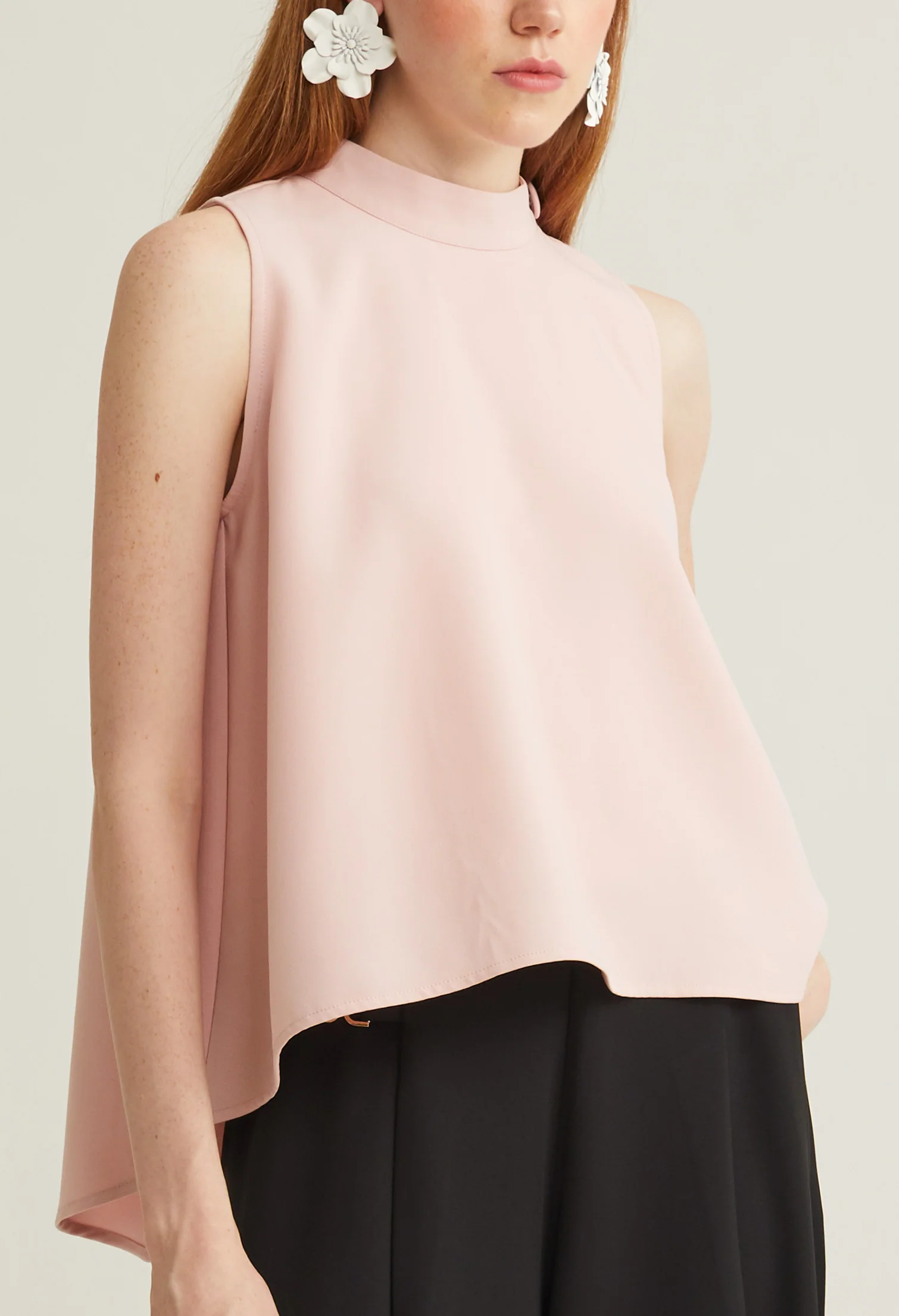 Elegant Faux Button Sleeveless Top
