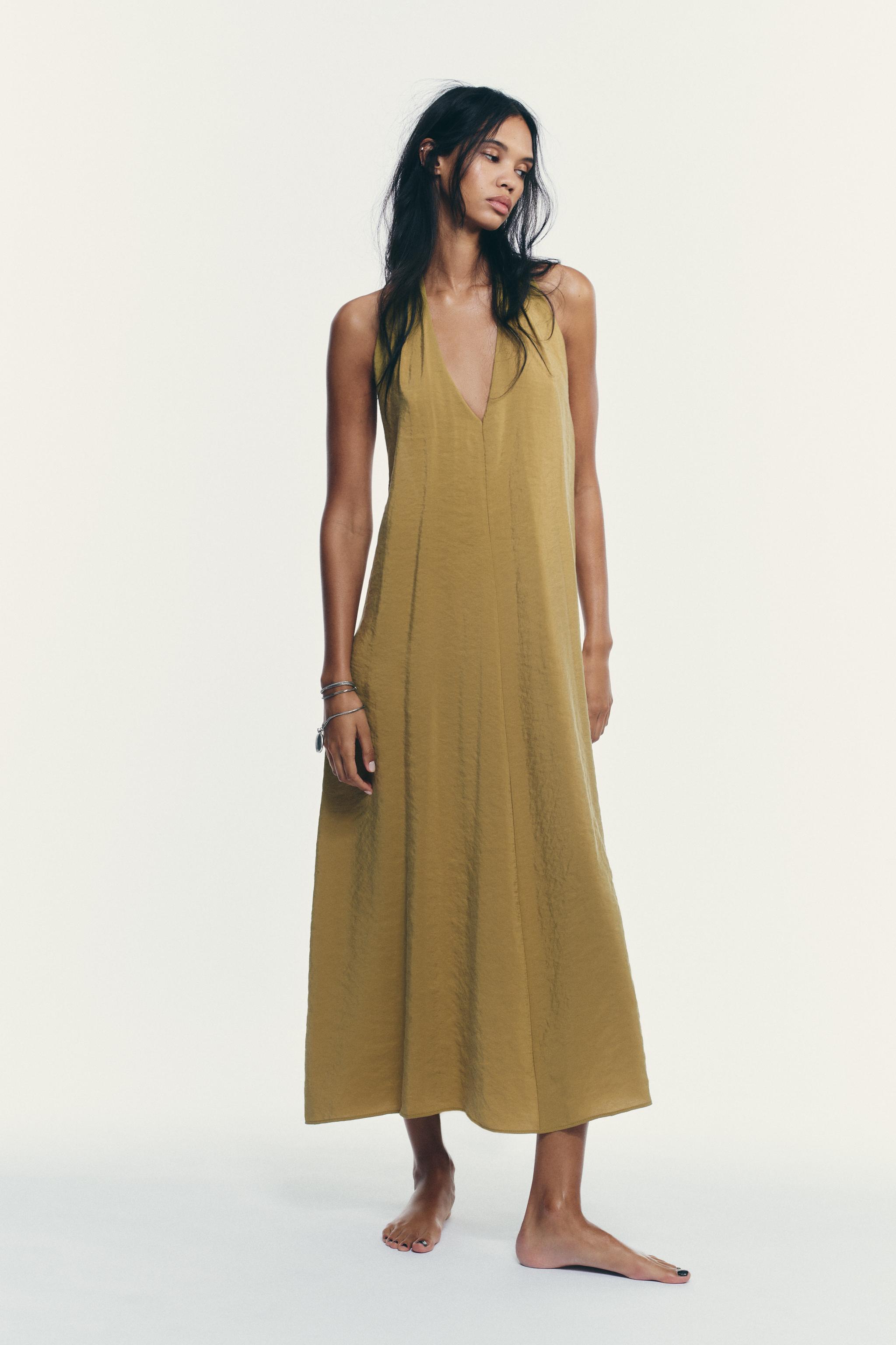 FLOWY HALTER MIDI DRESS