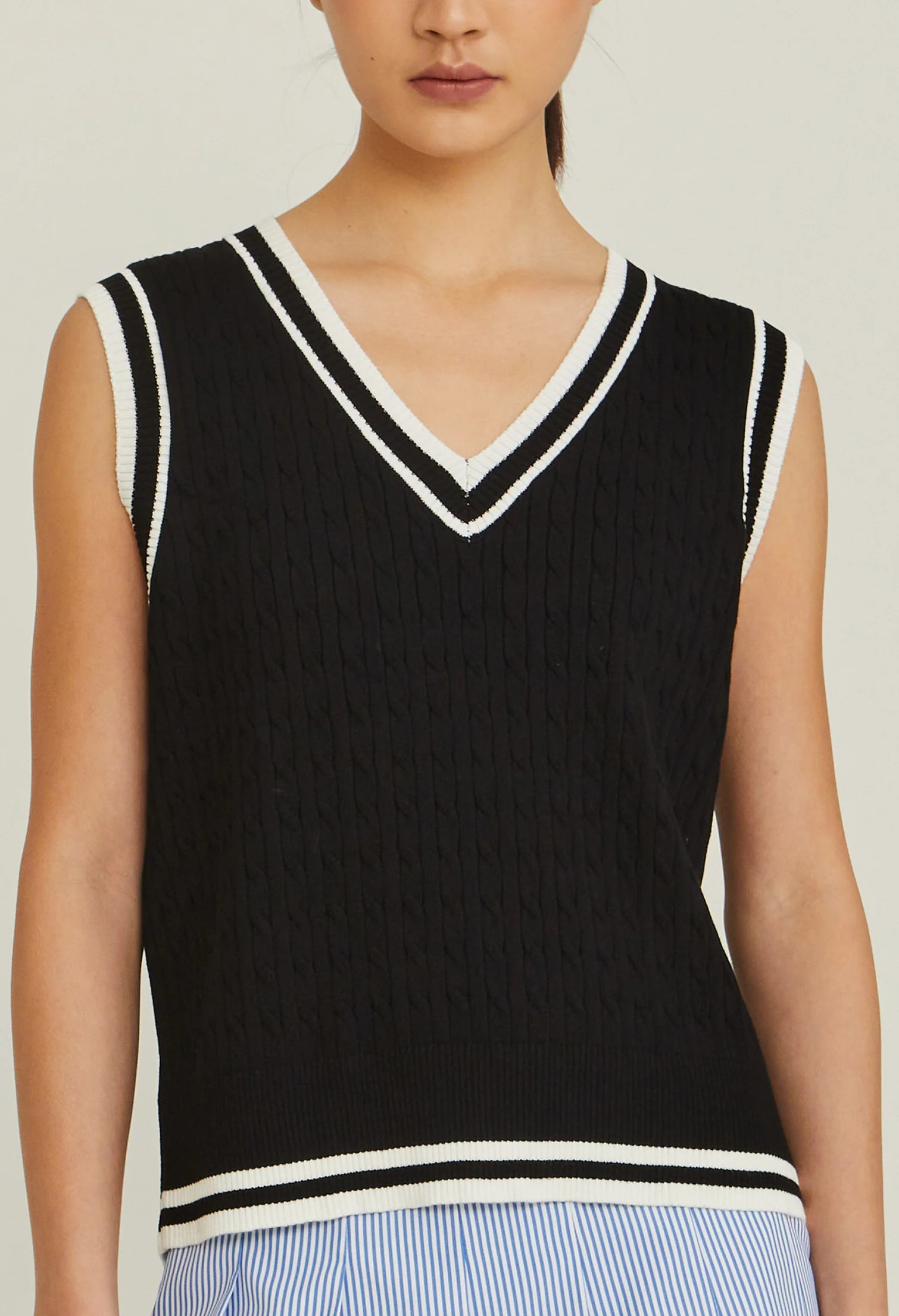 V-Neck Varsity Knitted Vest