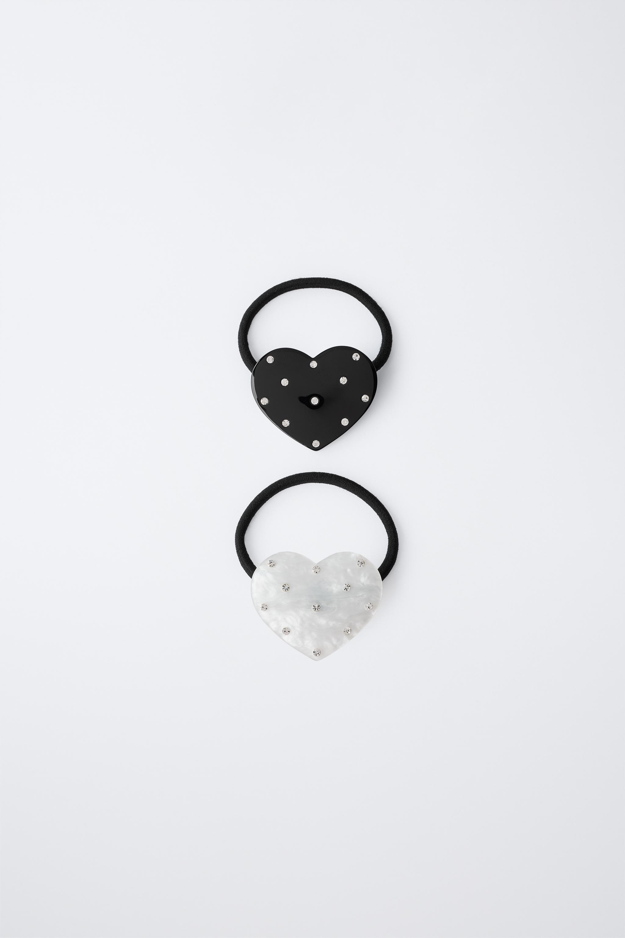 TWO-PACK OF GLITTER HEART HAIR TIES