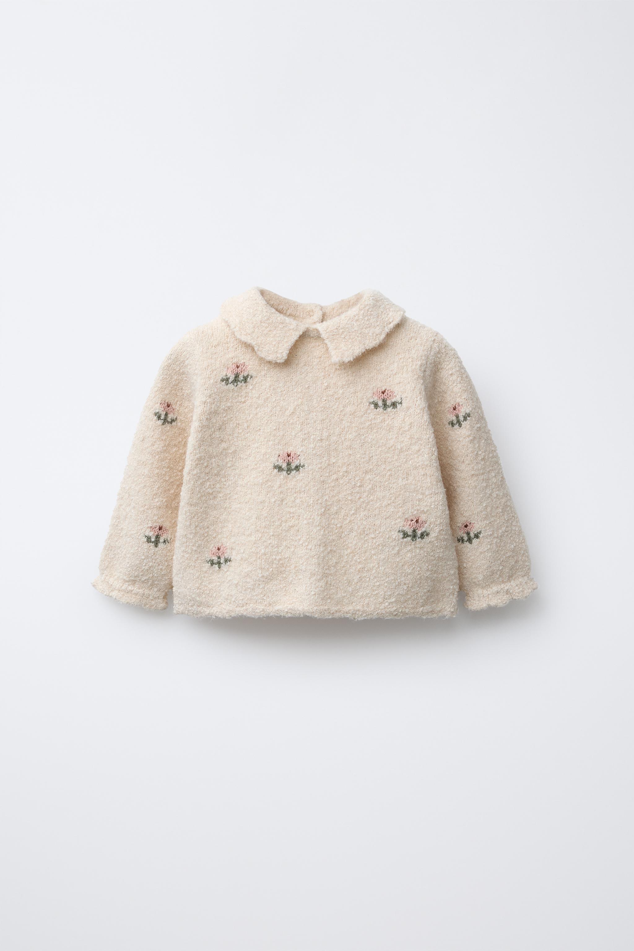 FLORAL EMBROIDERY KNIT SWEATER