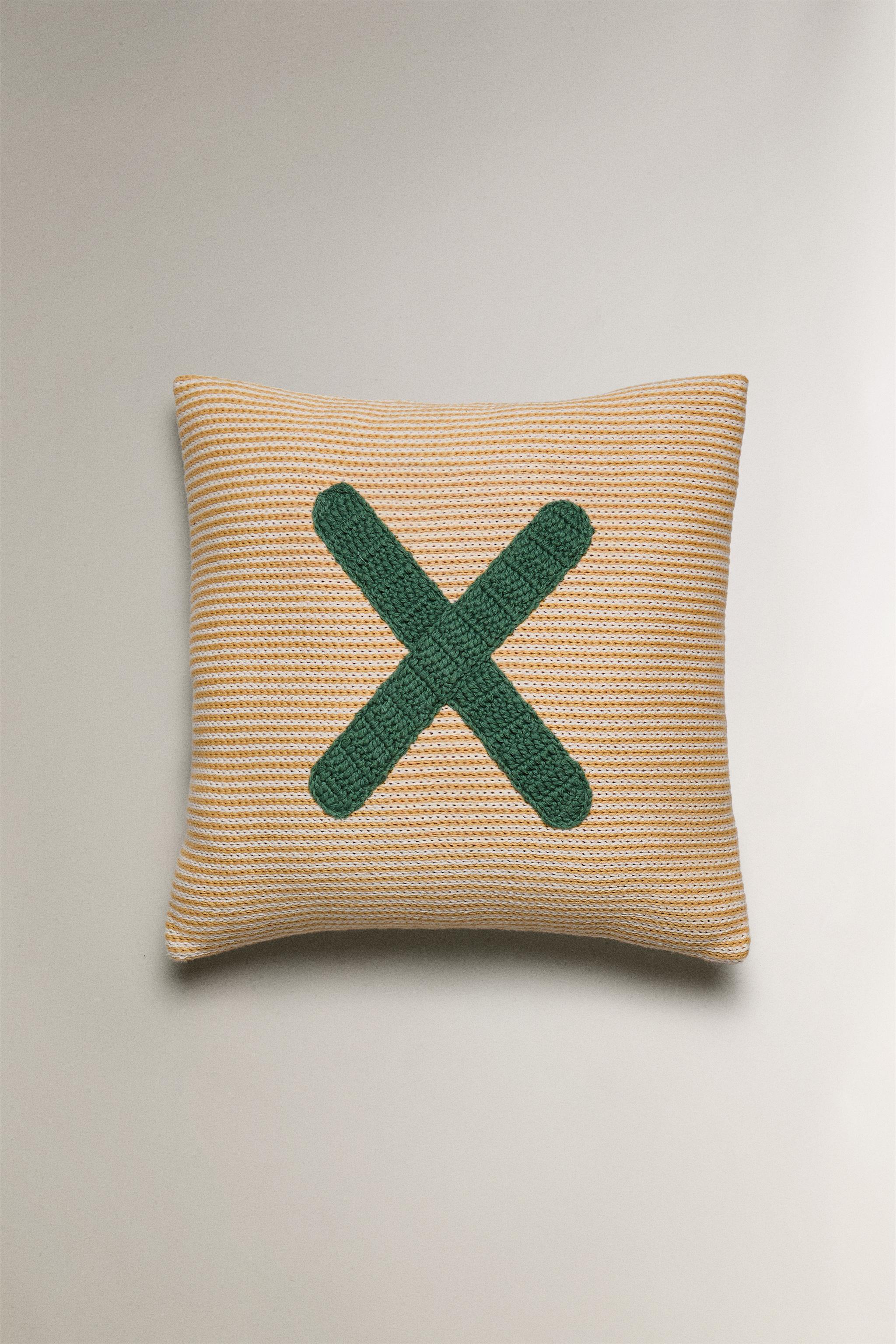 CHILDREN'S EMBROIDERED LETTER X THROW PILLOW