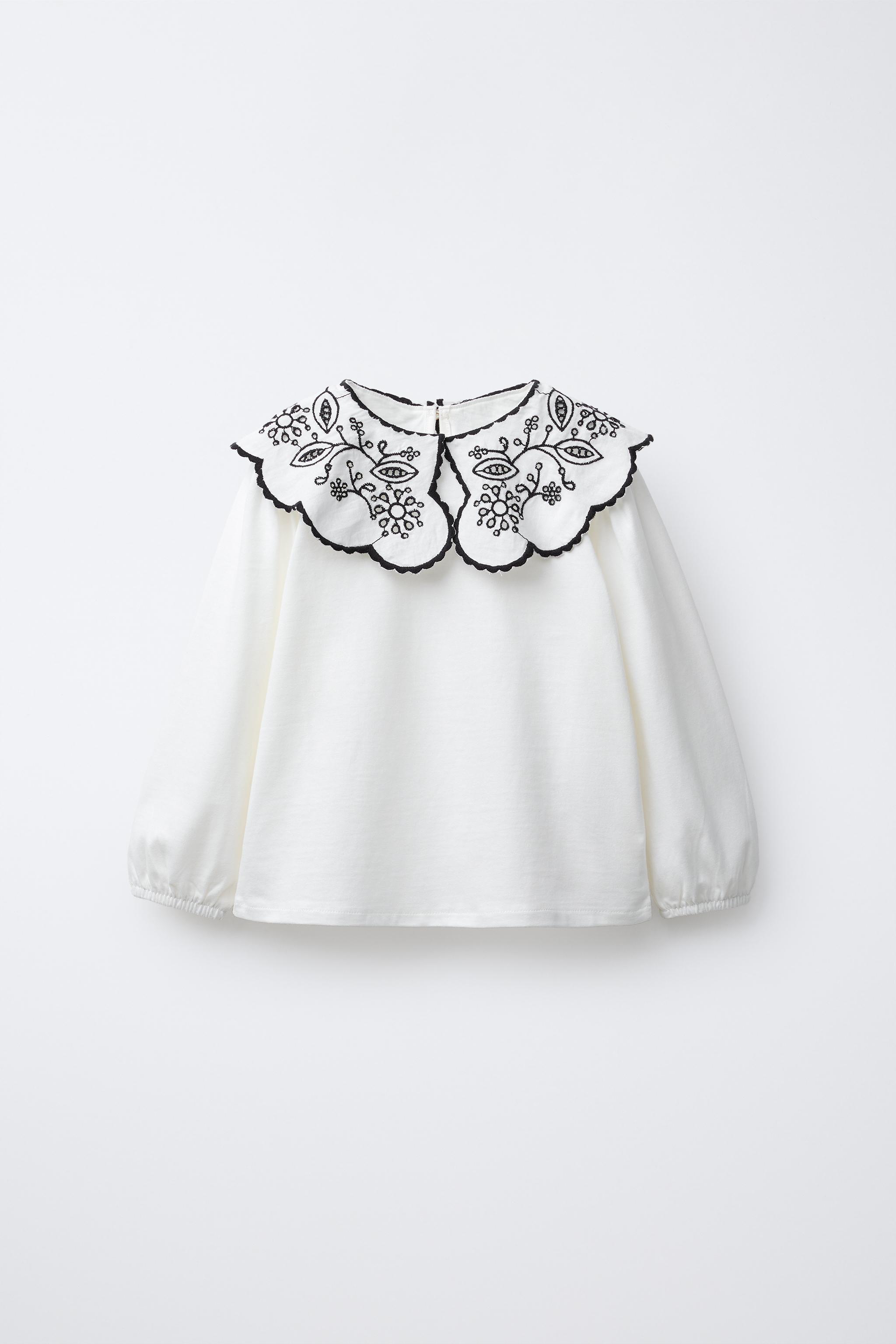 EMBROIDERED COLLAR TOP