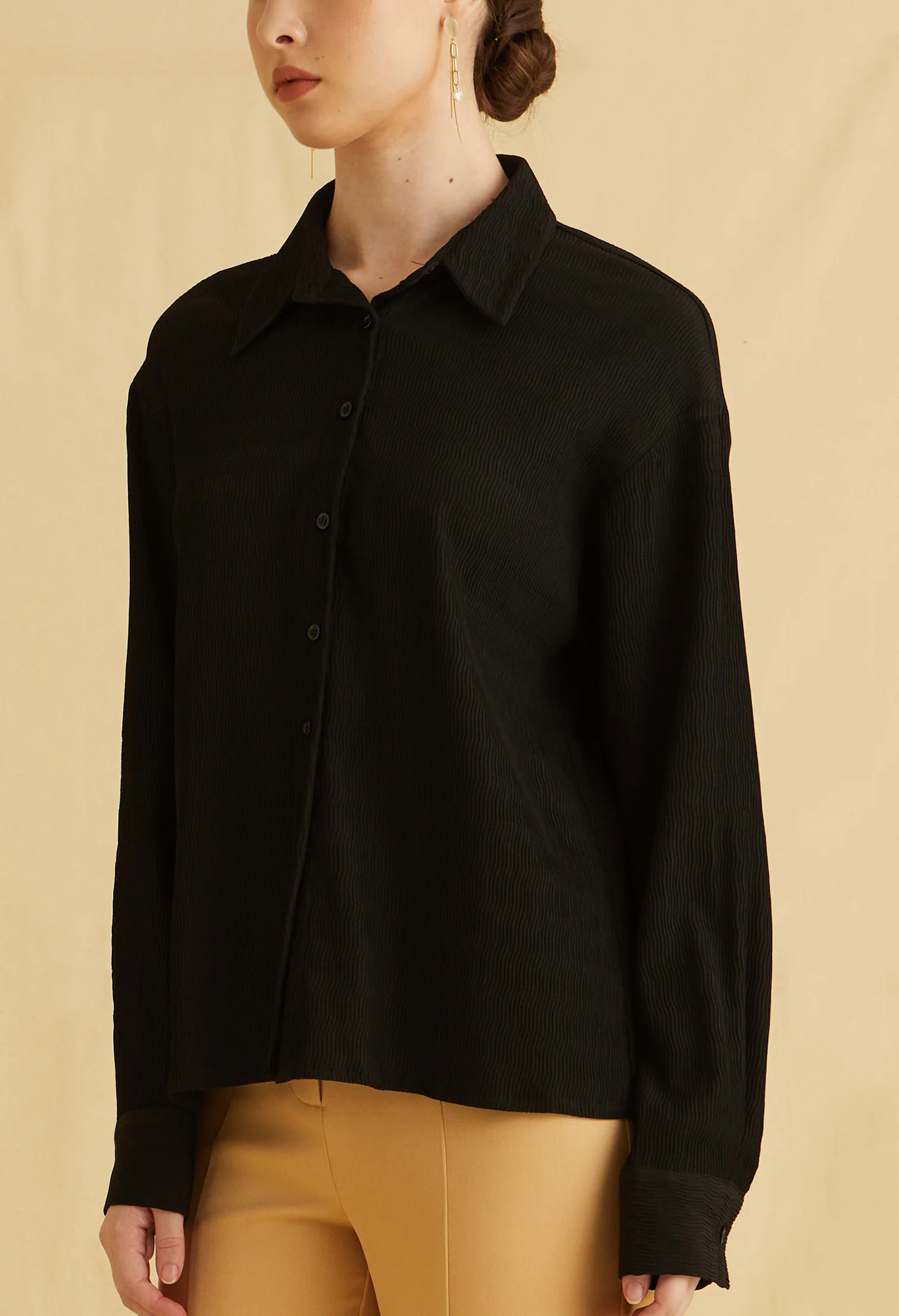 Timeless Textured Button Up Top