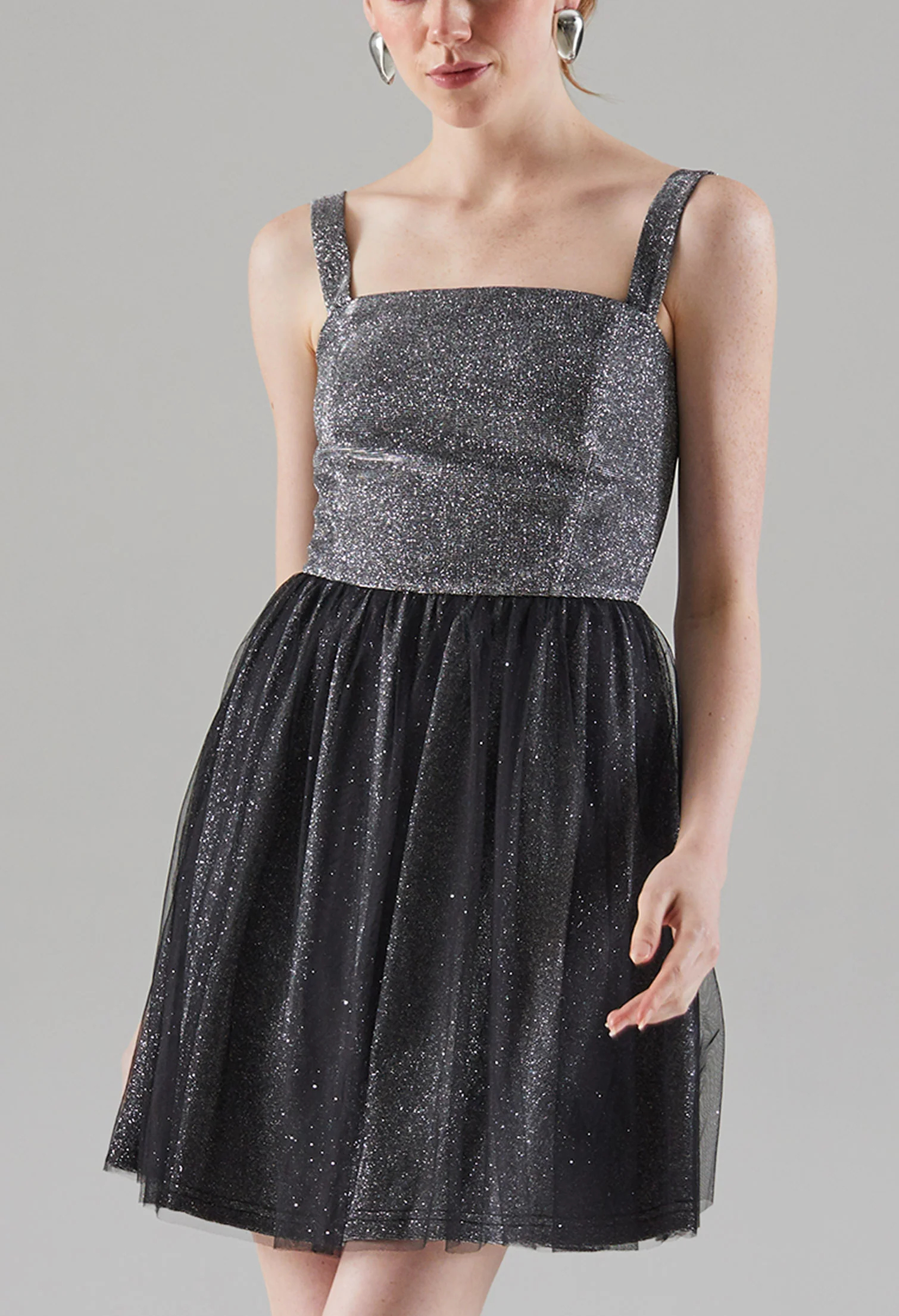 Glittery Chiffon Mini Dress