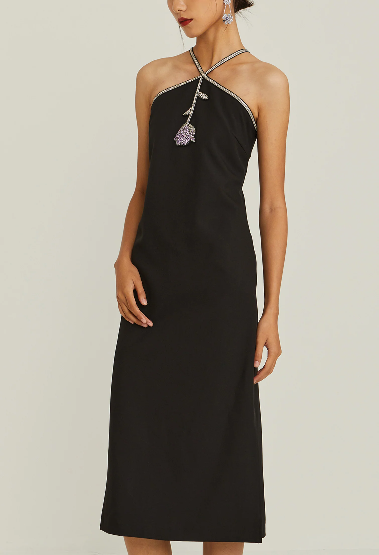 Moonlit Noir Midi Dress