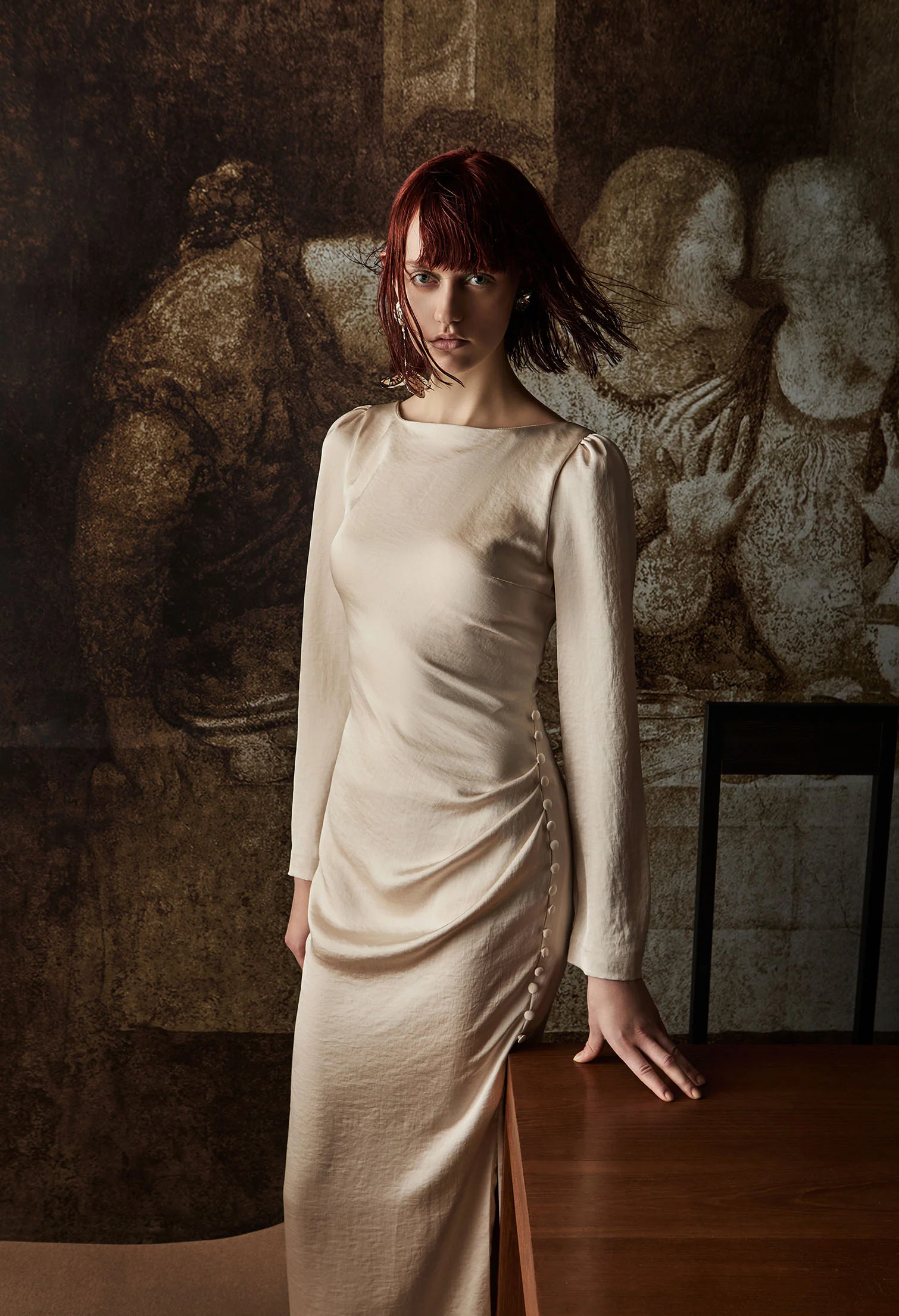 nichii X NURITA HARITH Opulent Slit Faux Button Maxi Dress