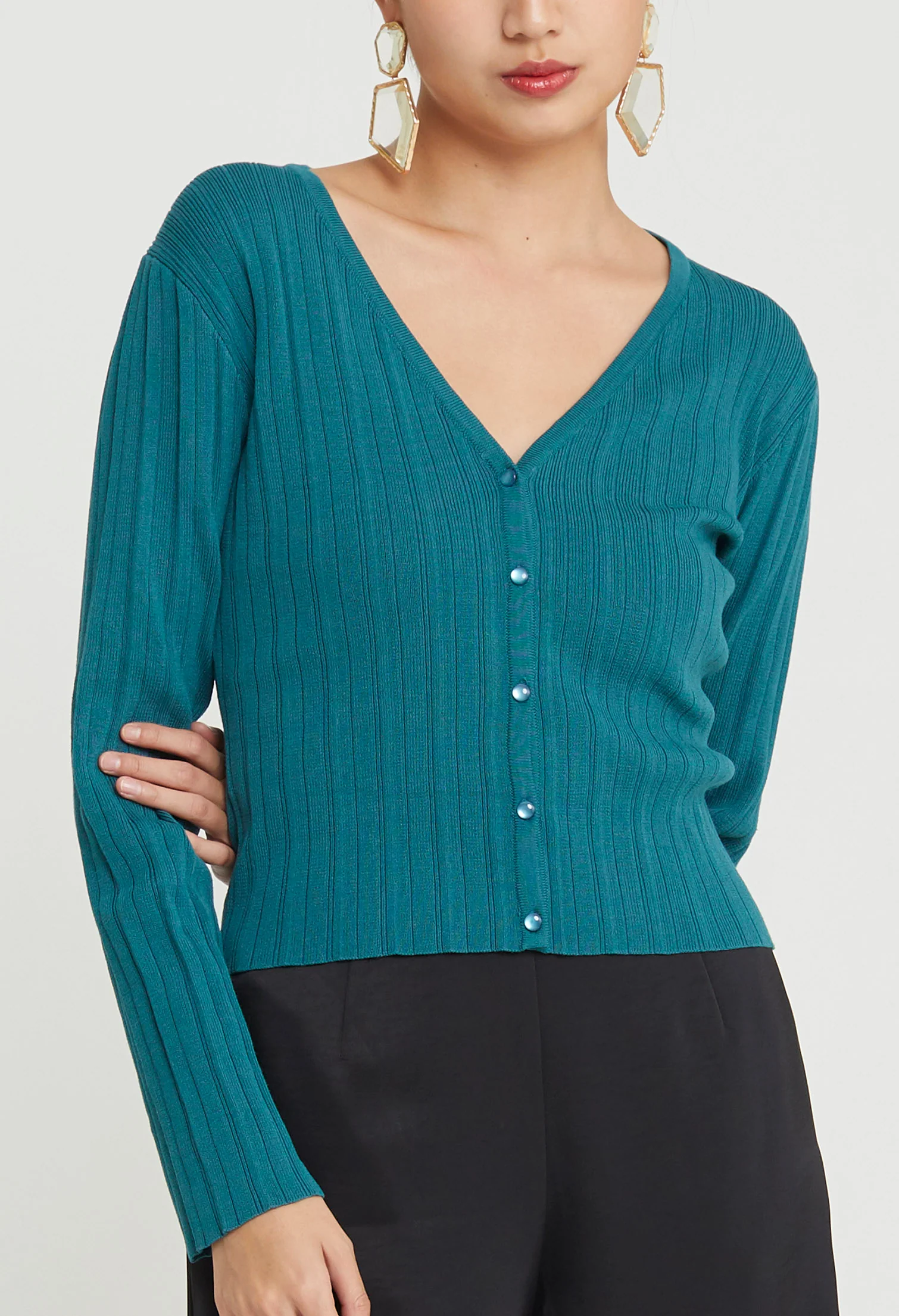 Kateye Rib-Knit Cardigan