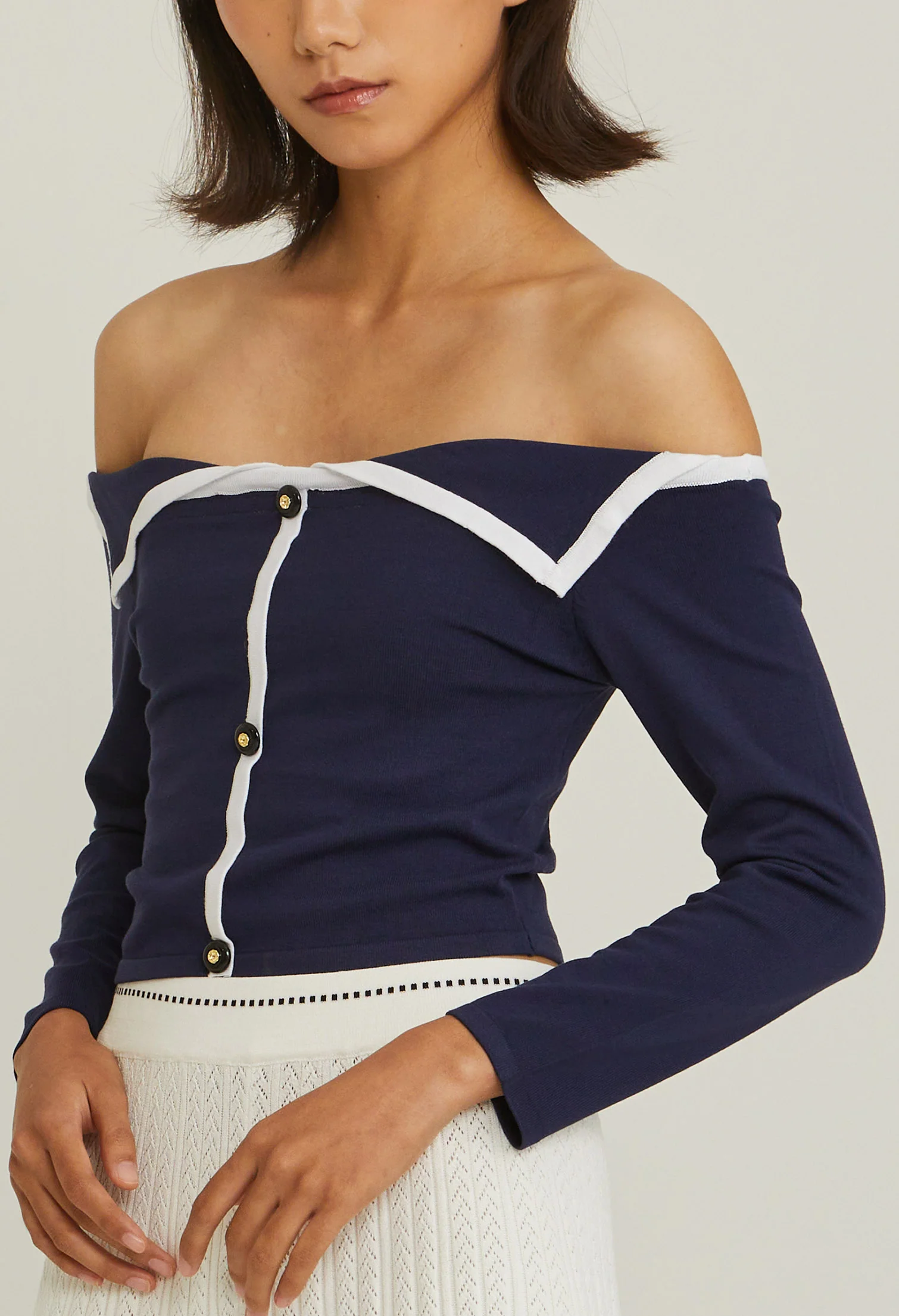 Off-shoulder Sailor Crop Top
