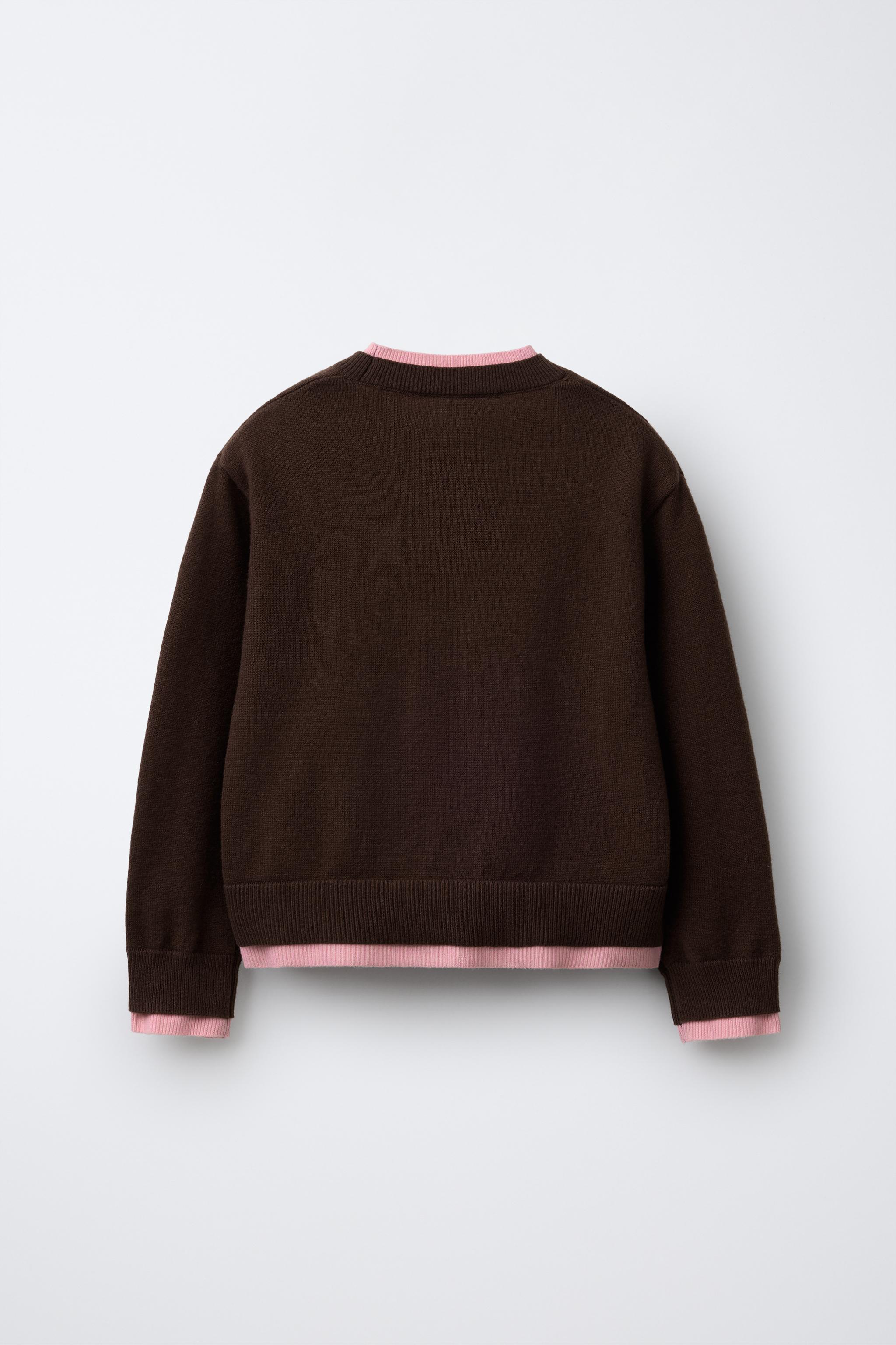 DOUBLE LAYER TRIM KNIT SWEATER