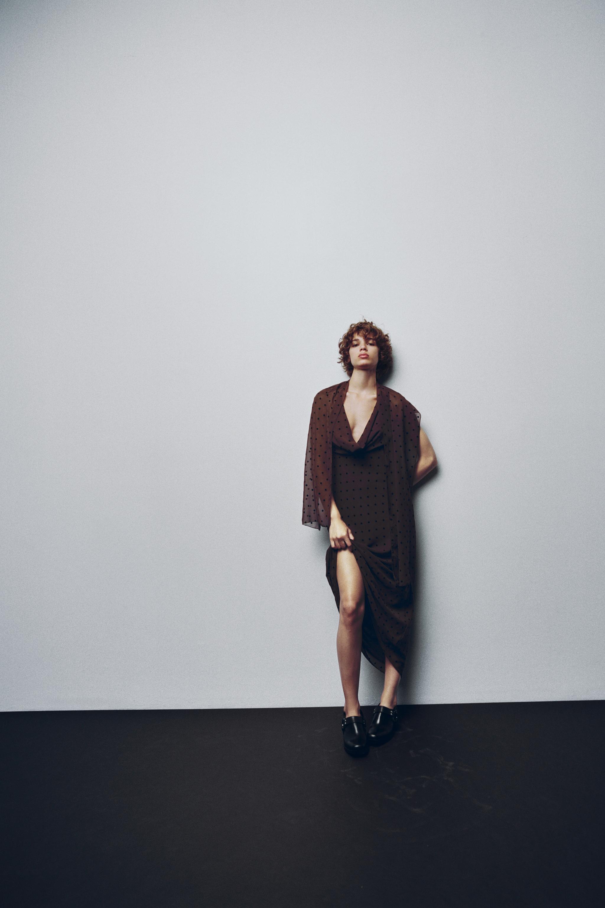 POLKA DOT SCARF MAXI DRESS