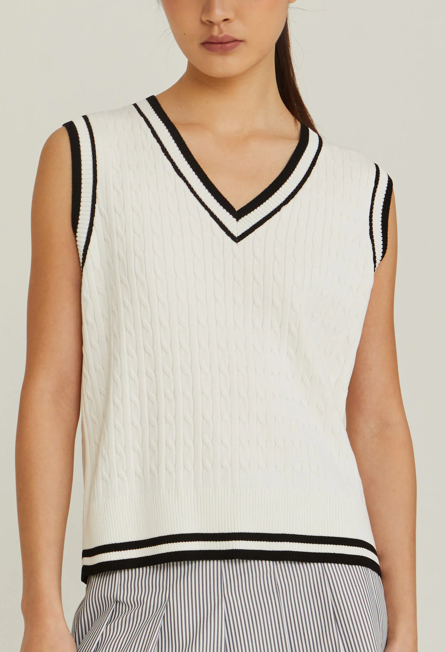 V-Neck Varsity Knitted Vest