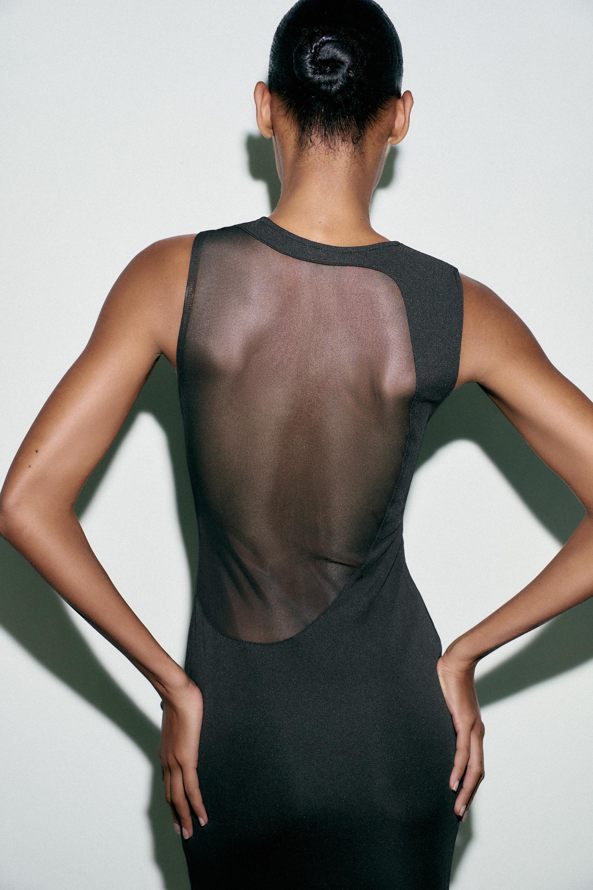 LONG COMBINATION TULLE DRESS