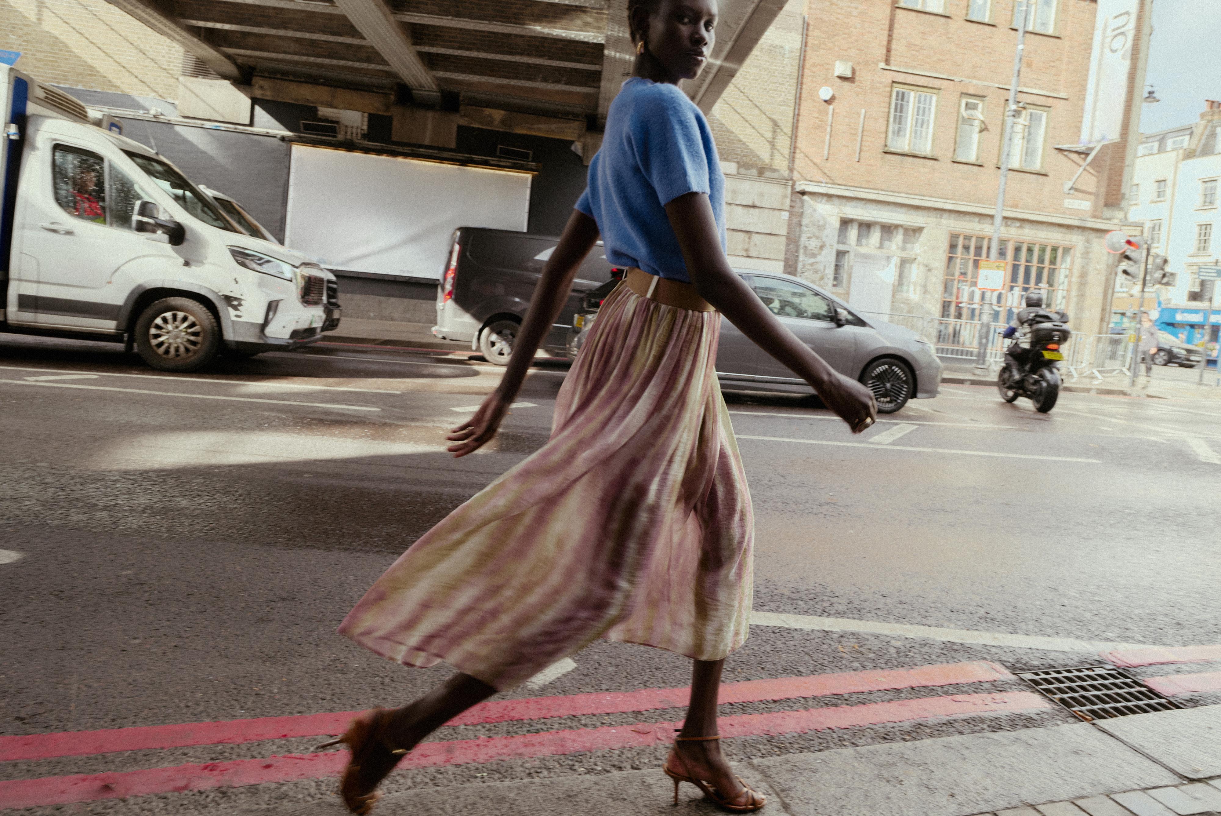 PRINTED MIDI SKIRT WITH BELT