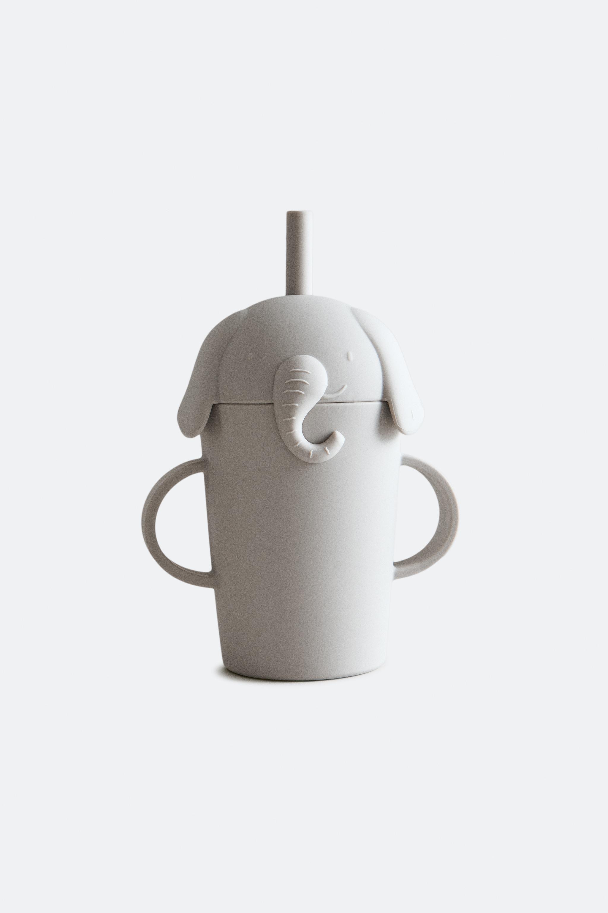 CHILDREN'S ELEPHANT TUMBLER WITH STRAW