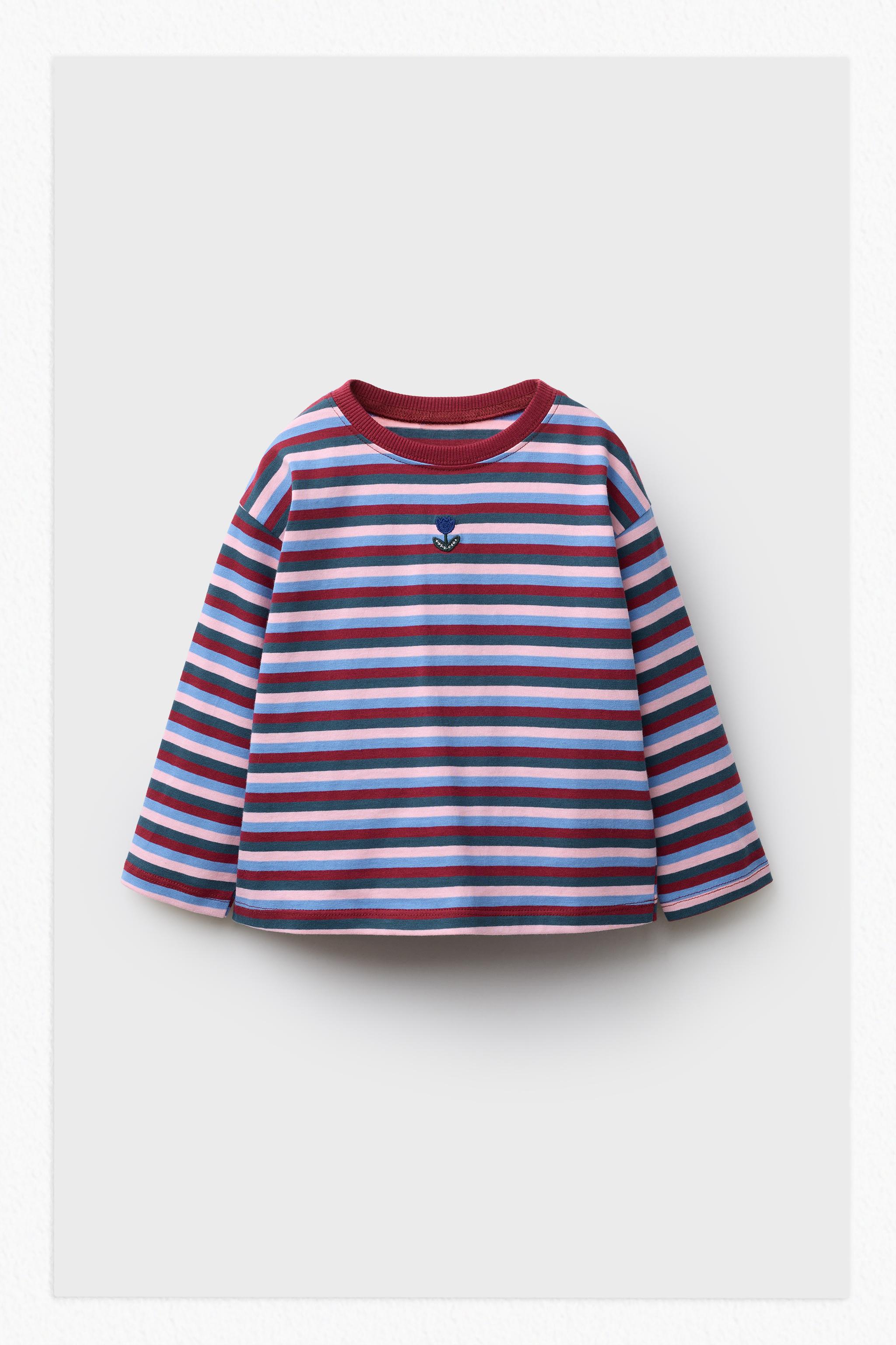 WOVEN STRIPED EMBROIDERED T-SHIRT