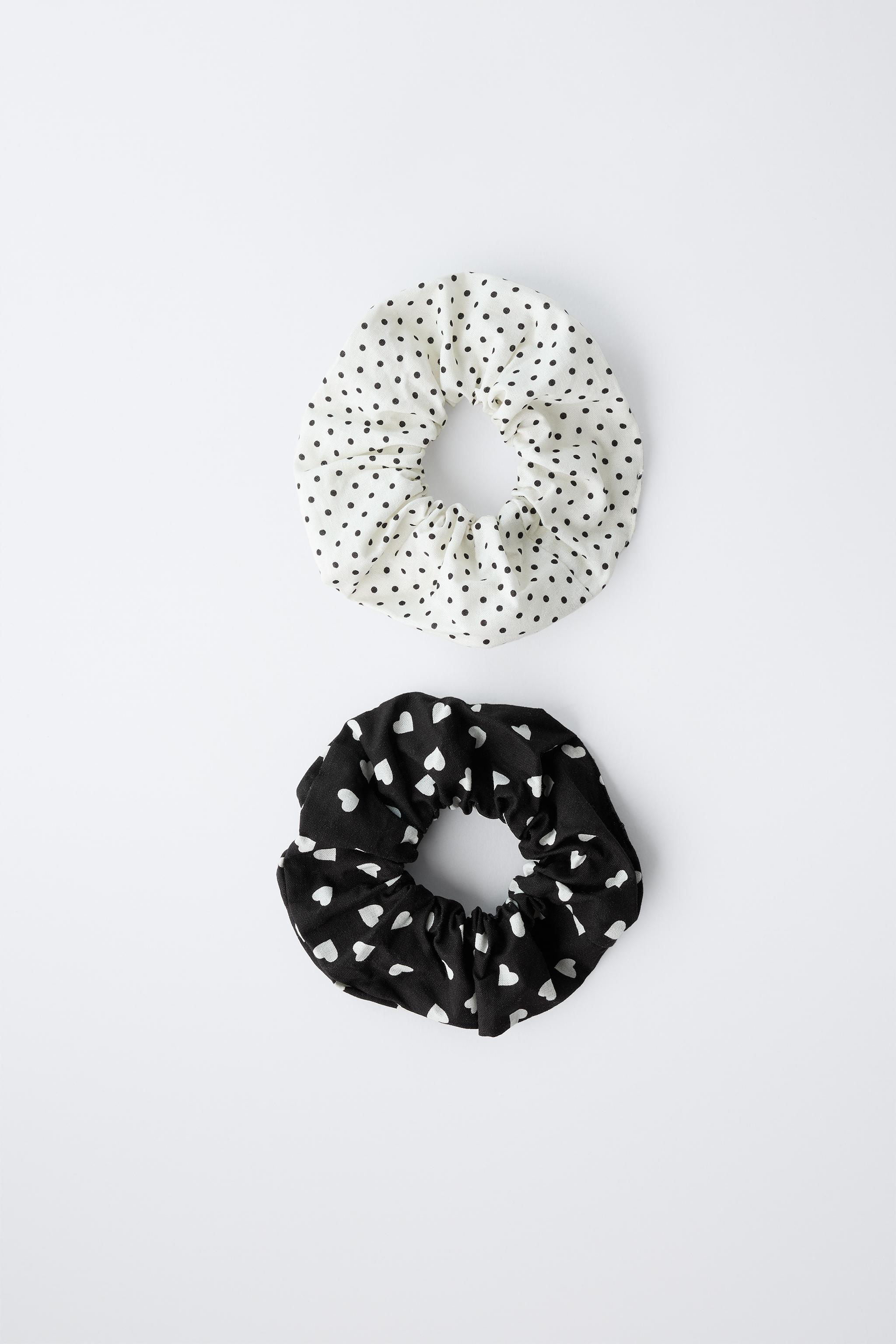TWO-PACK OF POLKA DOT AND HEART HAIR TIES