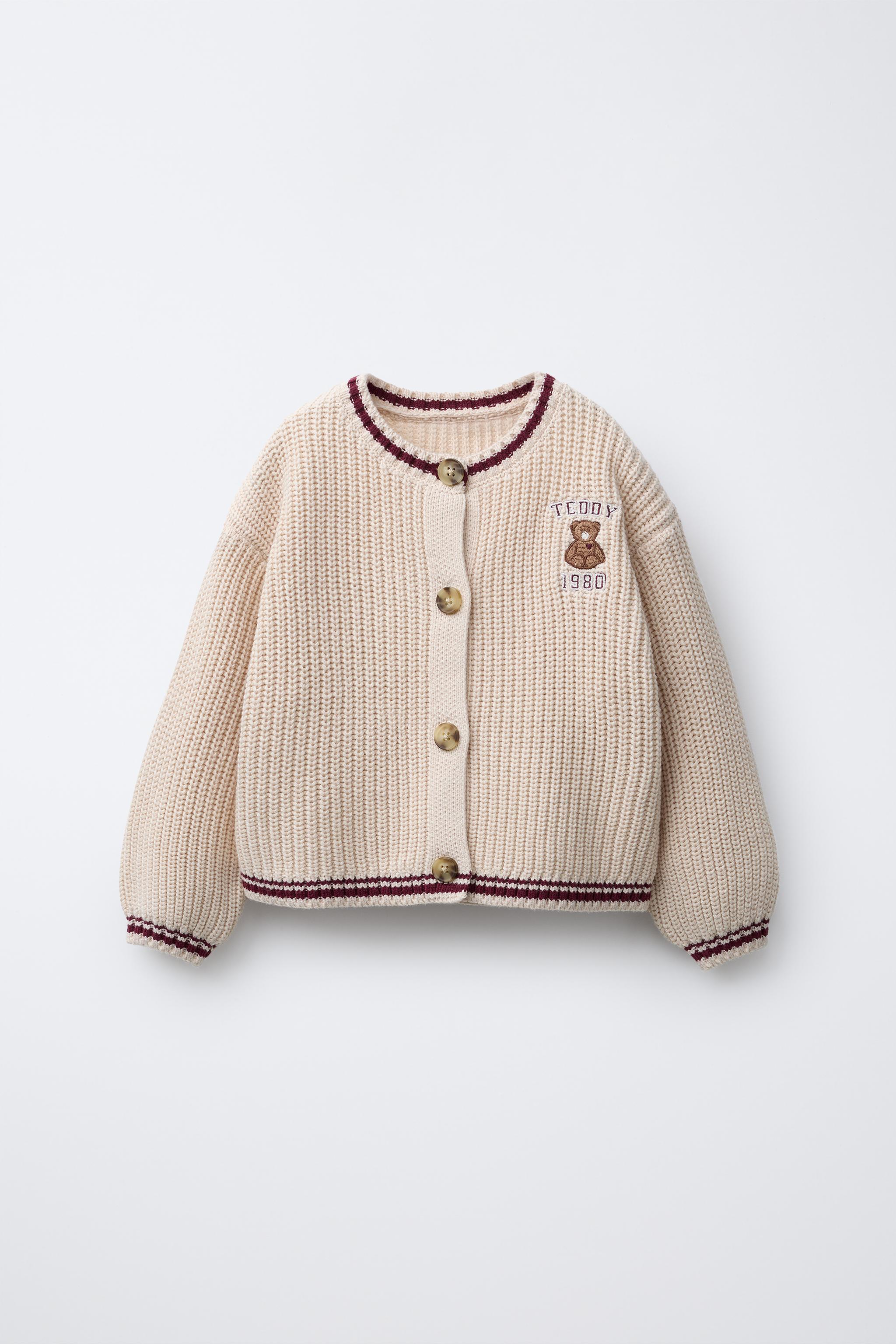 VARSITY BEAR EMBROIDERED CARDIGAN