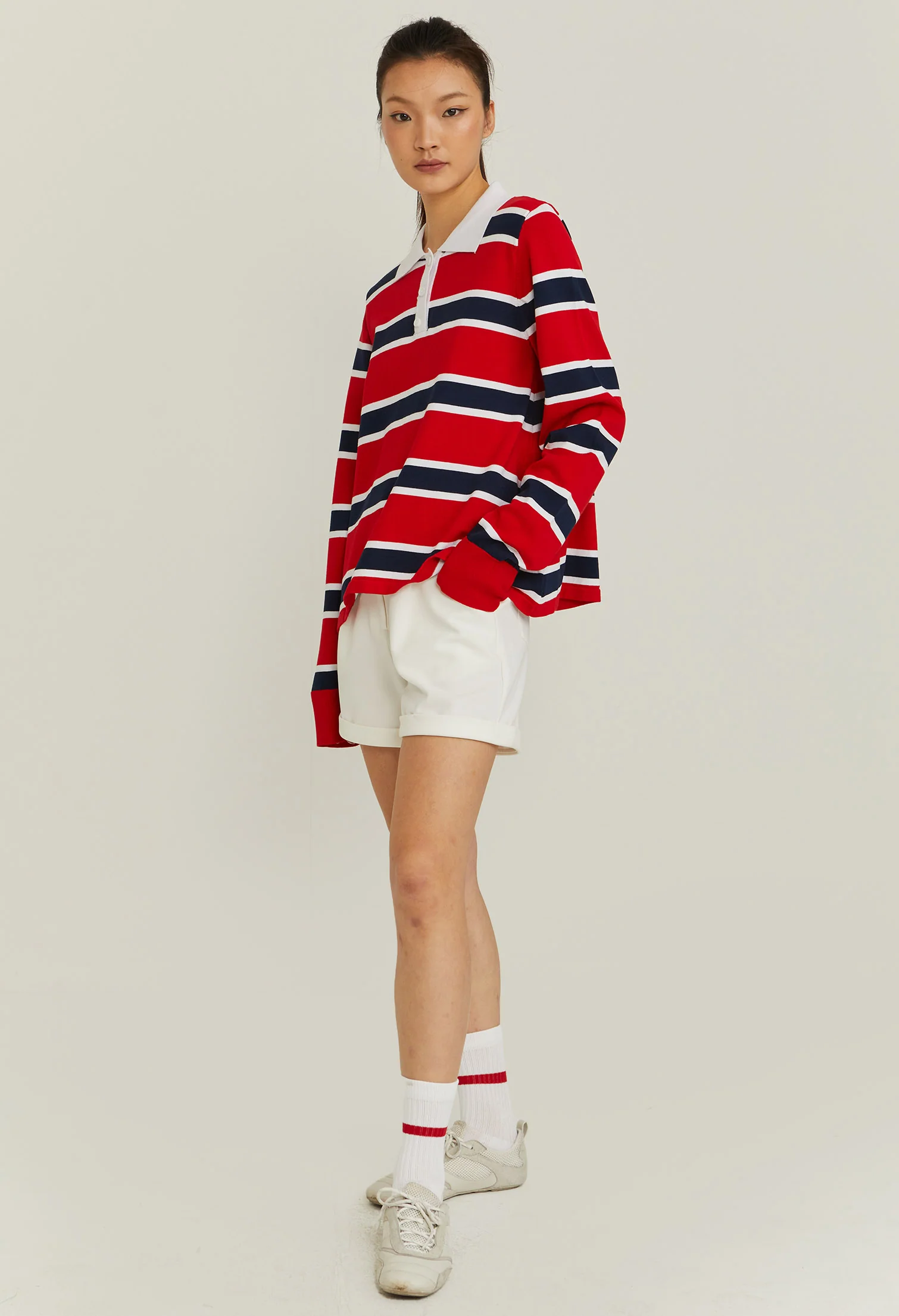 Striped Long-sleeve Varsity Polo-T