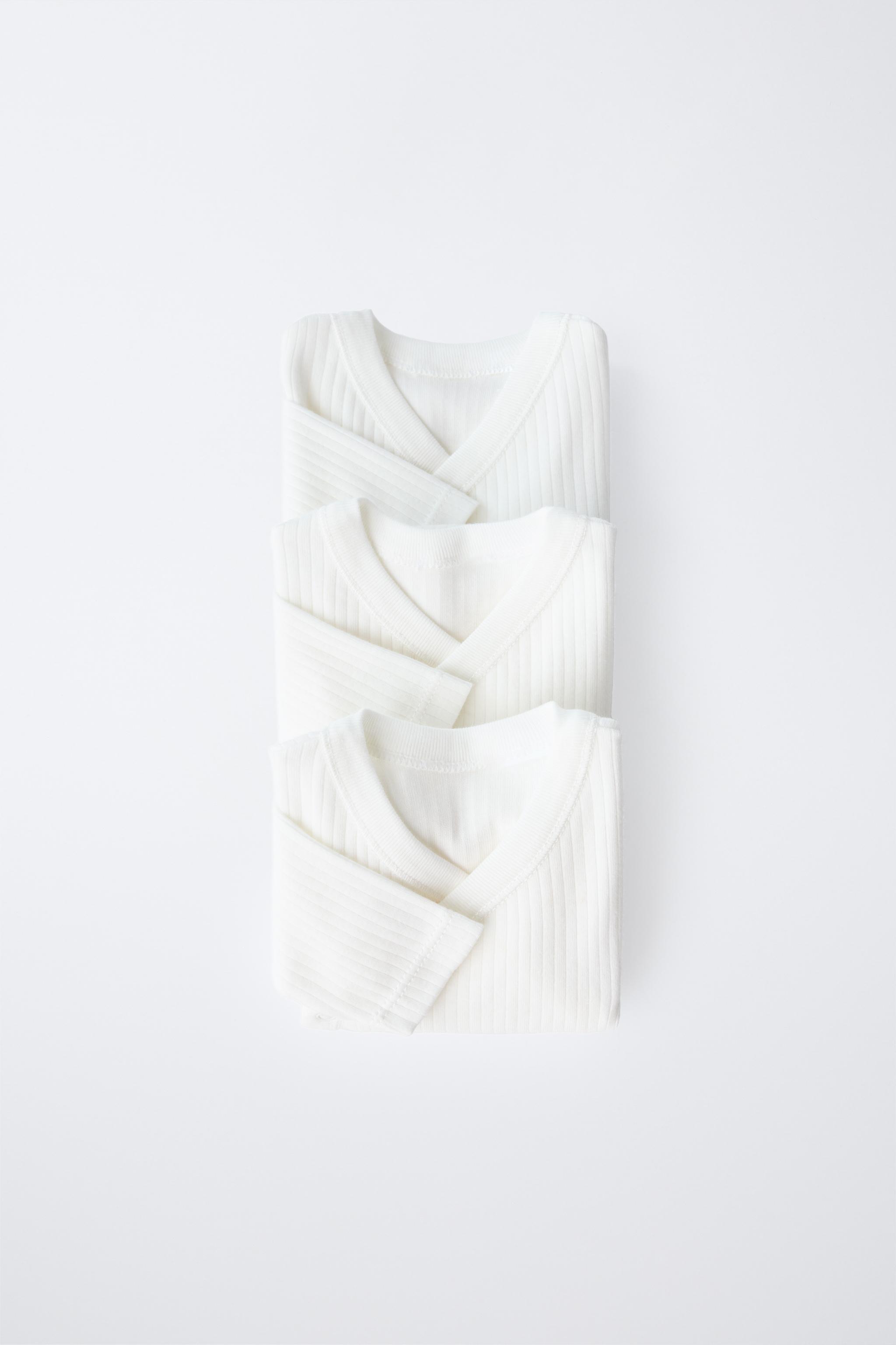 0-6 MONTHS/ THREE-PACK OF LONG-SLEEVE BODYSUITS WITH KIMONO COLLAR