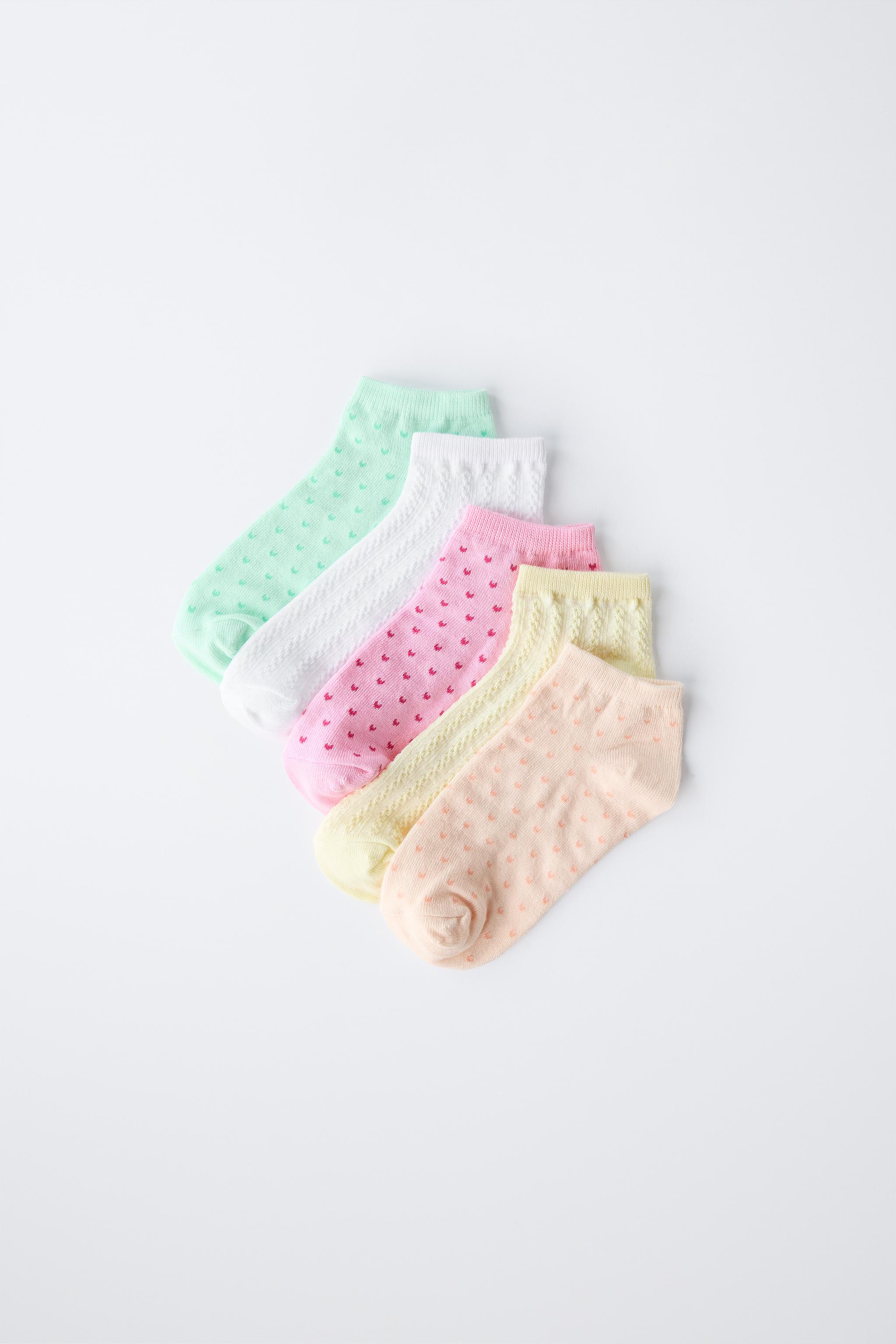 FIVE-PACK OF SHORT SOCKS WITH HEARTS AND TEXTURE