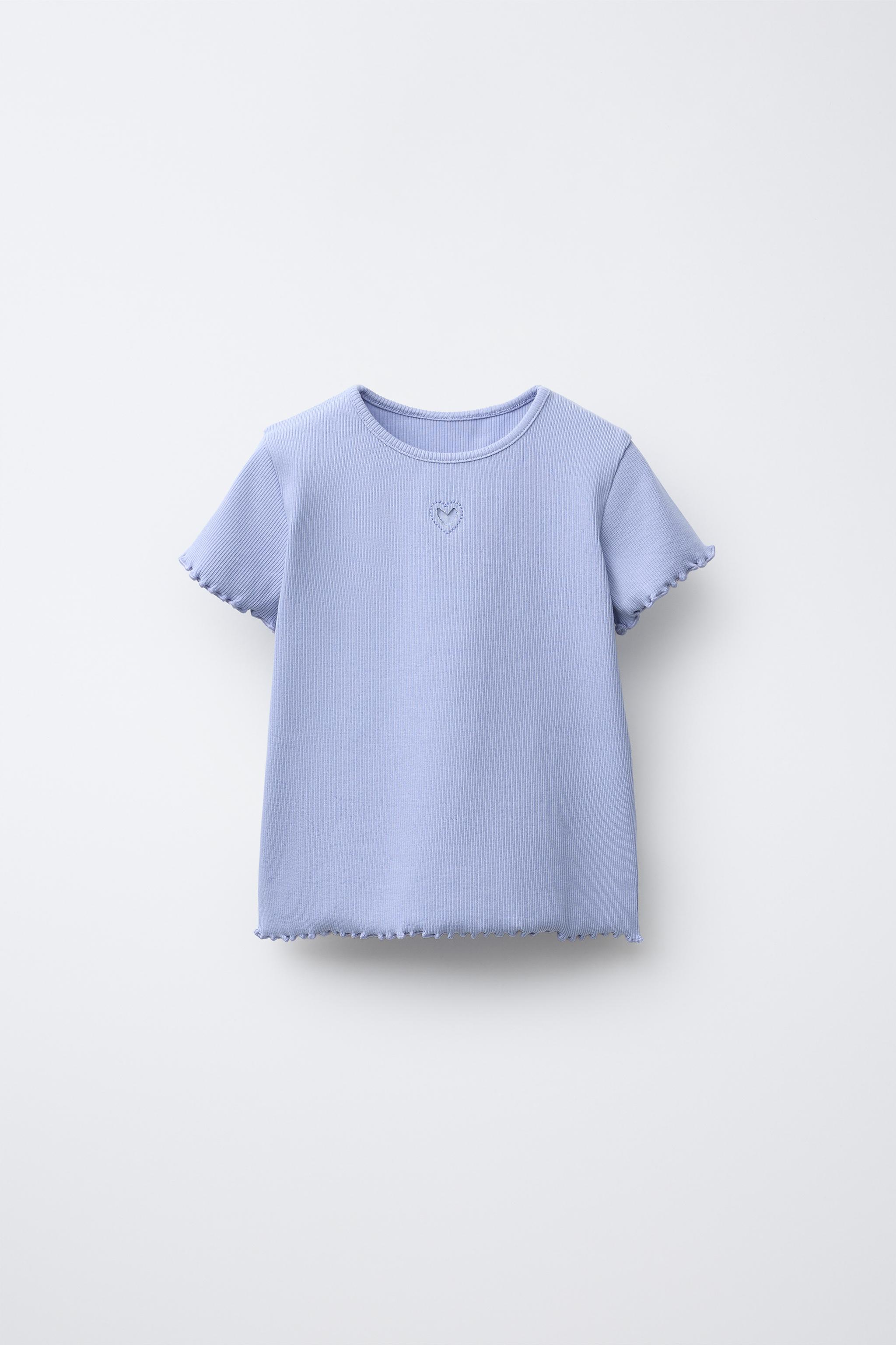 HEART CUT-OUT RIBBED T-SHIRT