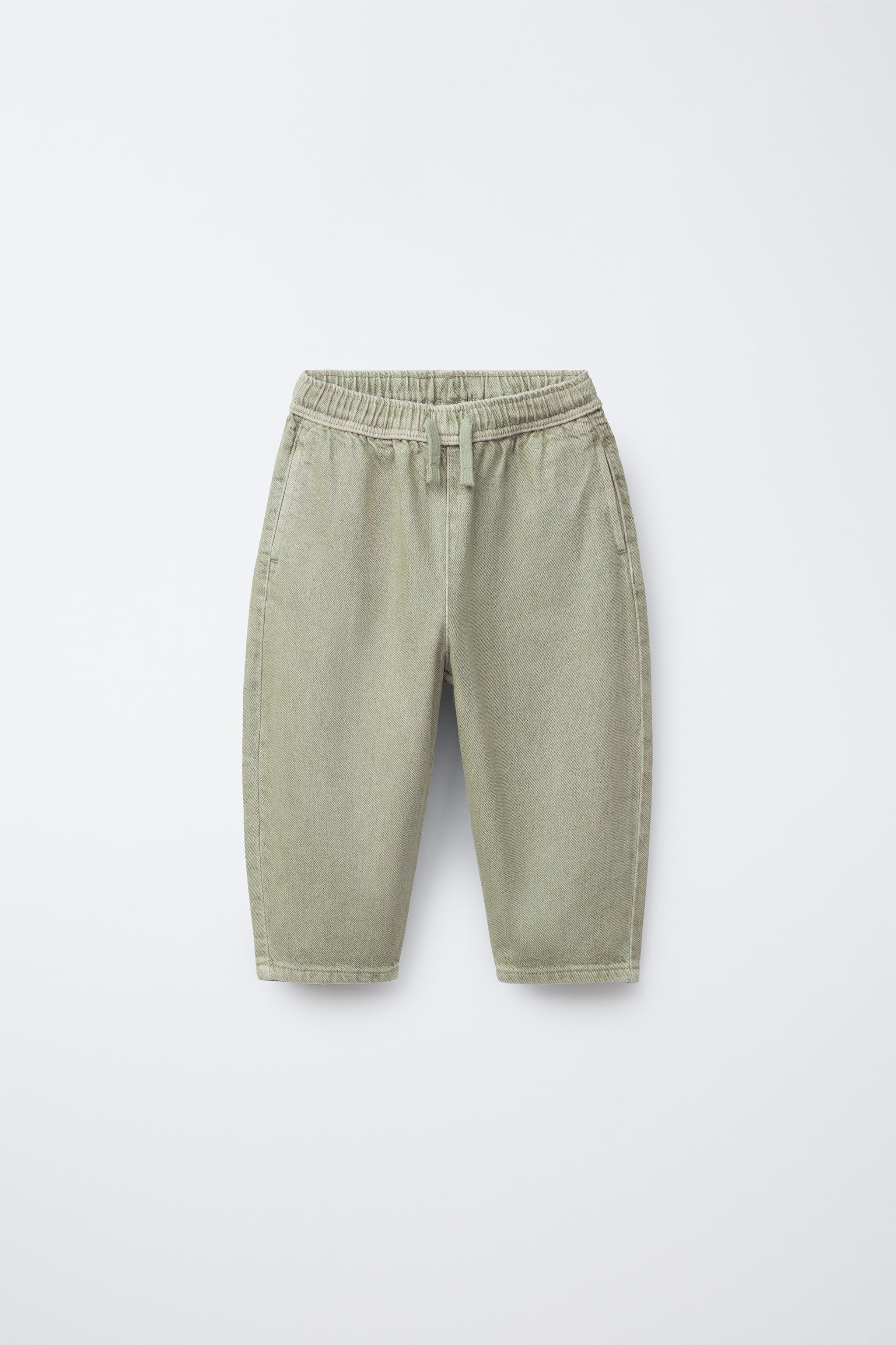 WASHED EFFECT TWILL BALLOON PANTS