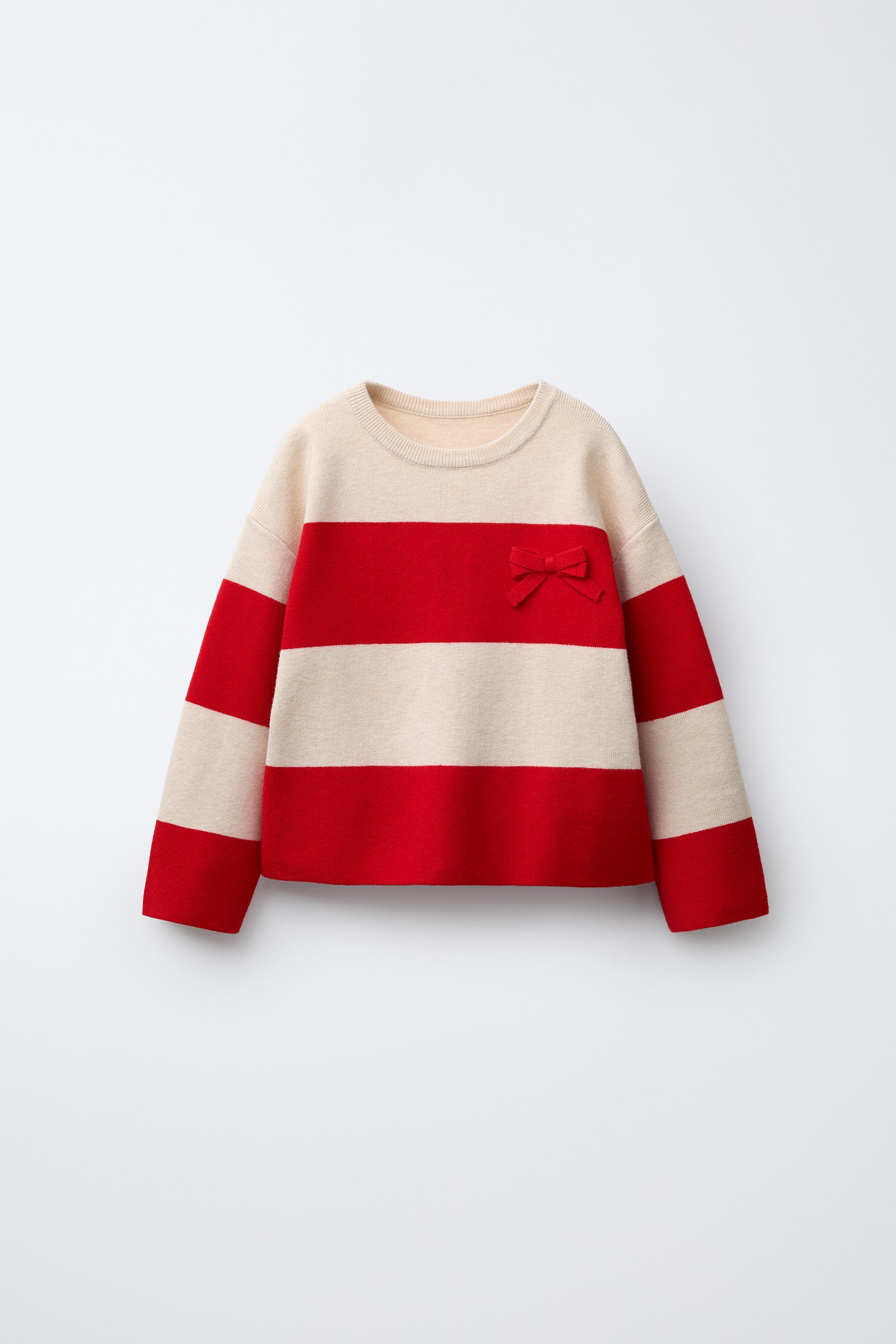 STRIPED KNIT SWEATER WITH BOWS