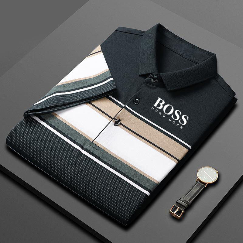 Men's high-end striped cotton T-shirt