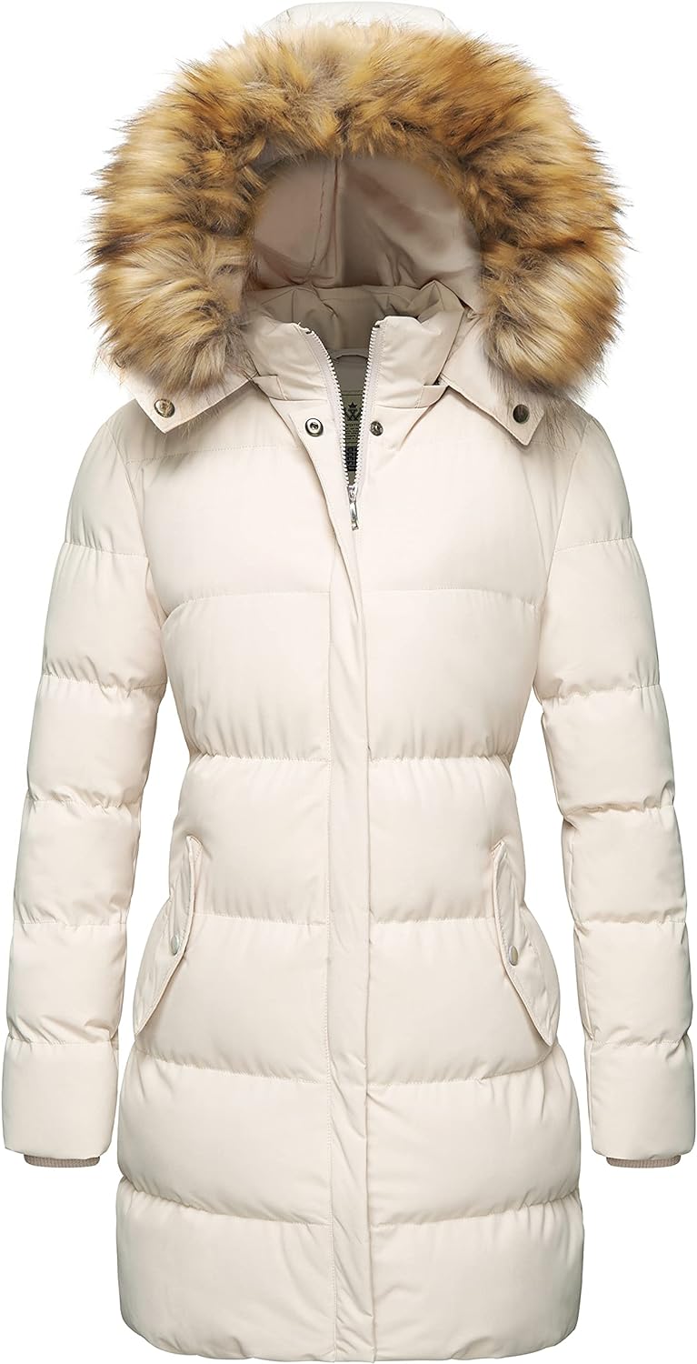 WenVen Women's Winter Thicken Puffer Coat Warm Jacket with Faux Fur Removable Hood