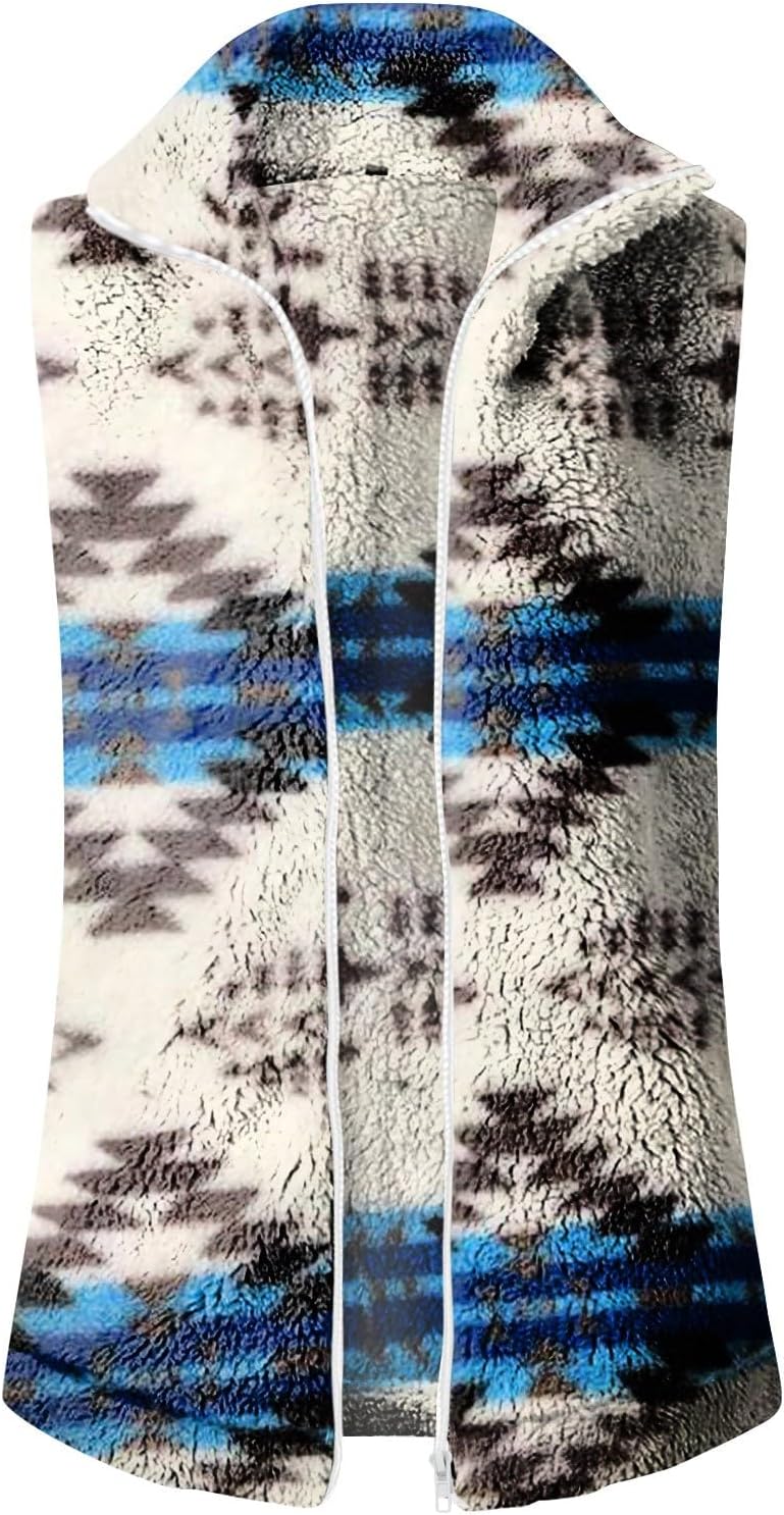 COTECRAM Womens Fuzzy Sherpa Fleece Jacket Lightweight Vest Casual Cozy Sleeveless Cardigan Coats Zipper Waistcoat Outerwear