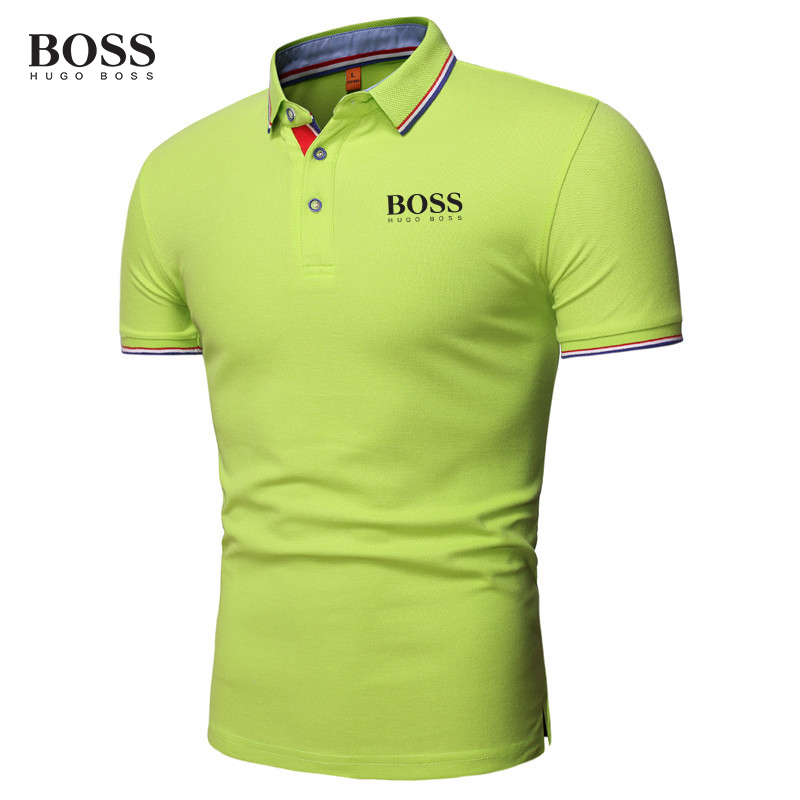 Shirt Men Button Stand Collar Short Sleeve Polo Shirts