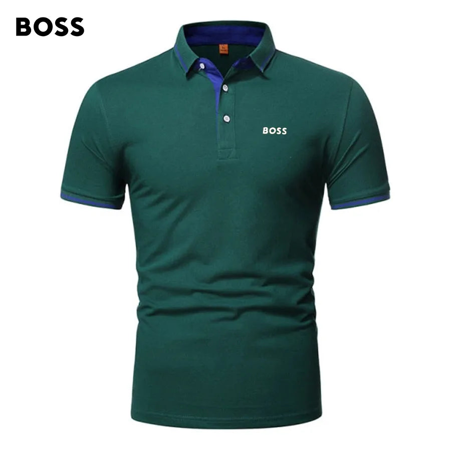 Men's Patchwork Printed Short Sleeve POLO T-Shirt